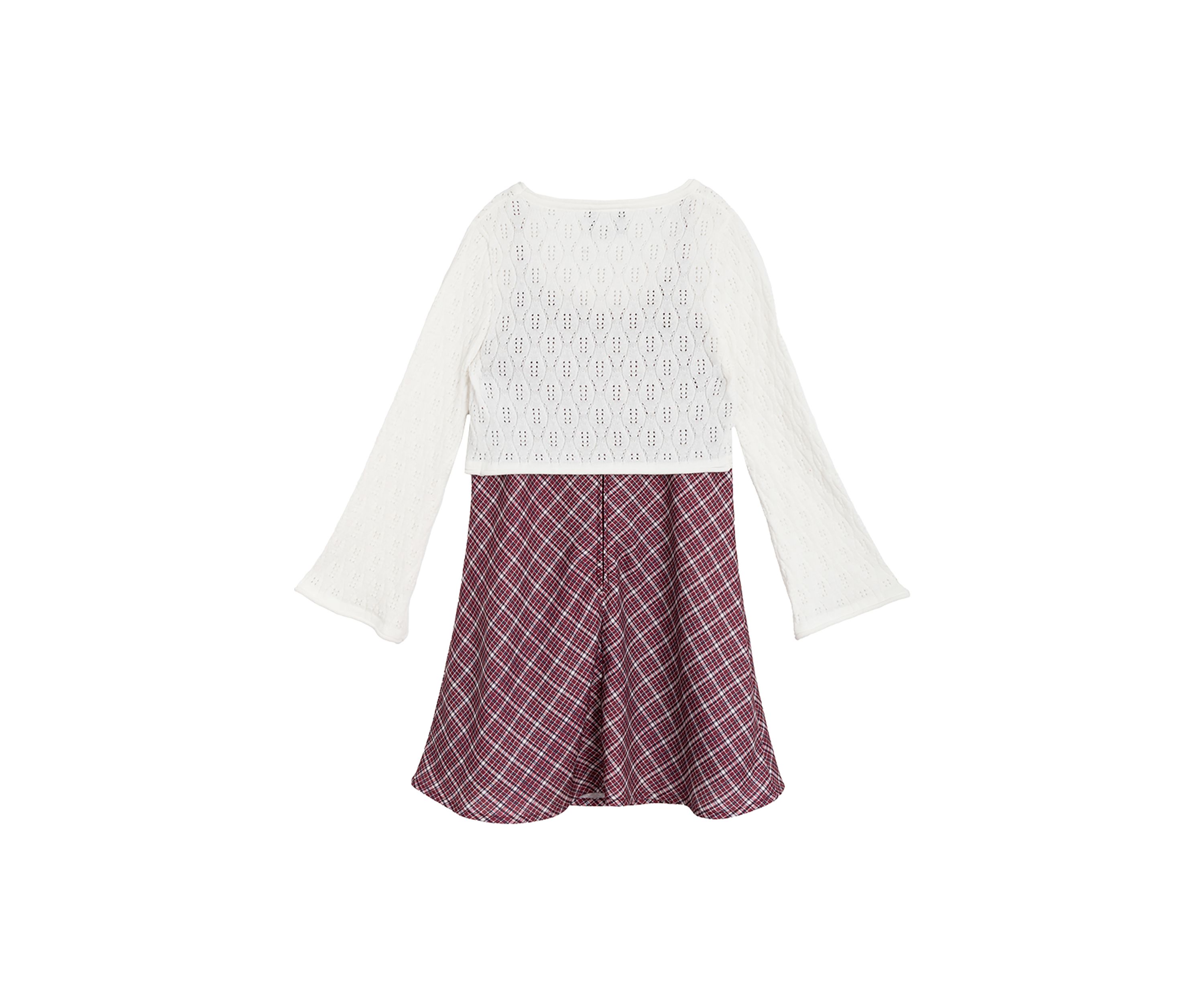 Girls 7-16 Cardigan and Plaid Printed Dress Set