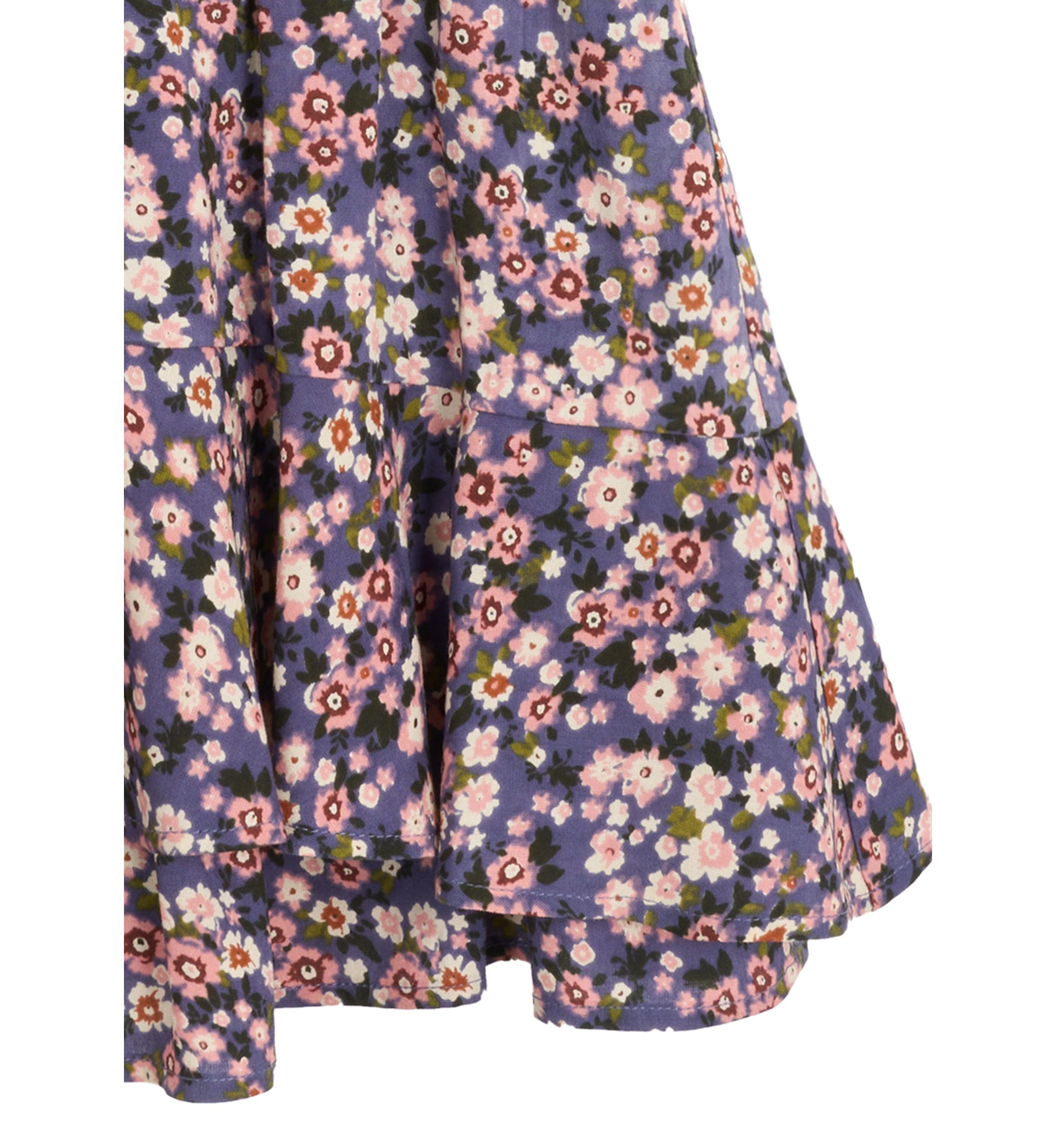 Girls 7-16 Printed Challis Wrap Dress with Denim Vest