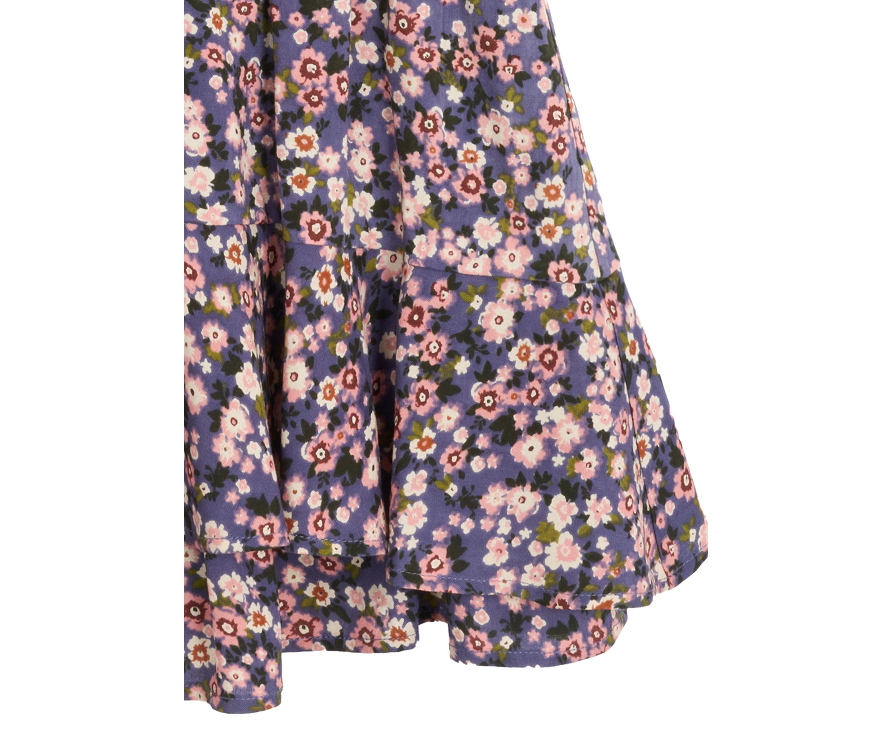 Girls 7-16 Printed Challis Wrap Dress with Denim Vest