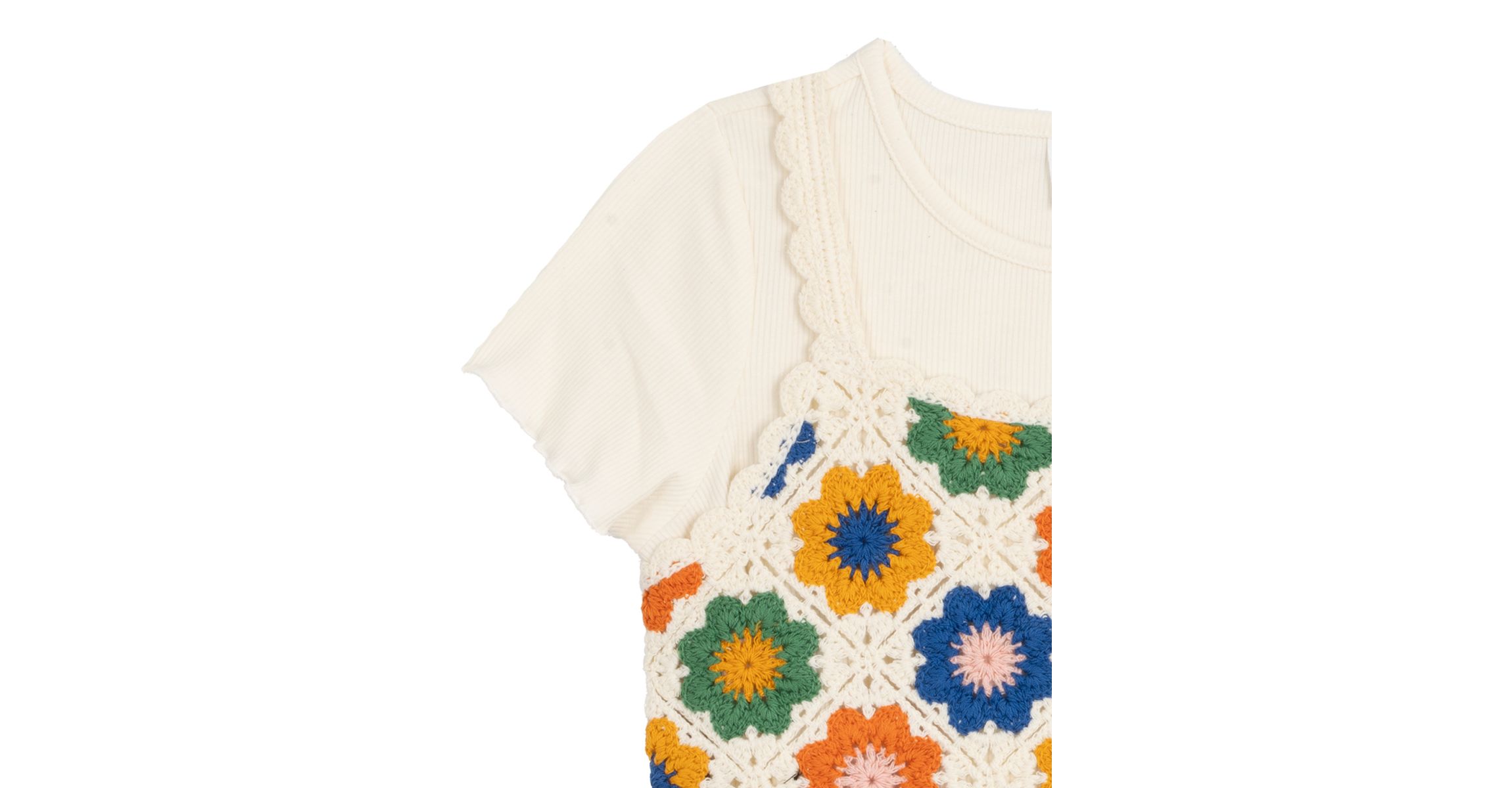Girls 7-16 Crochet Knit T-Shirt and Flared Pants Set
