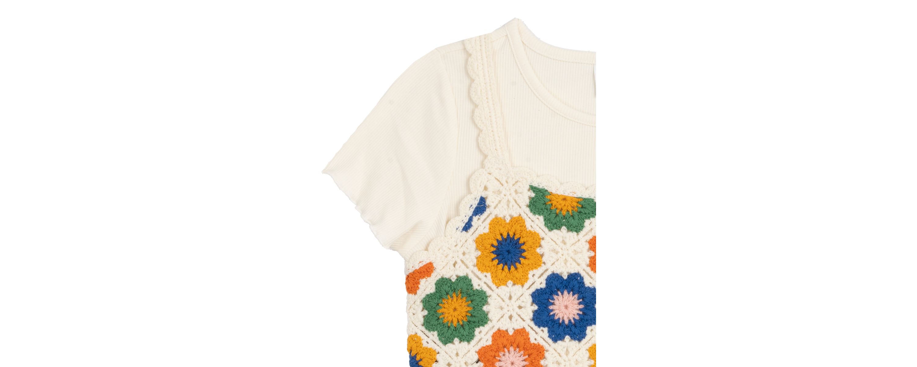 Girls 7-16 Crochet Knit T-Shirt and Flared Pants Set