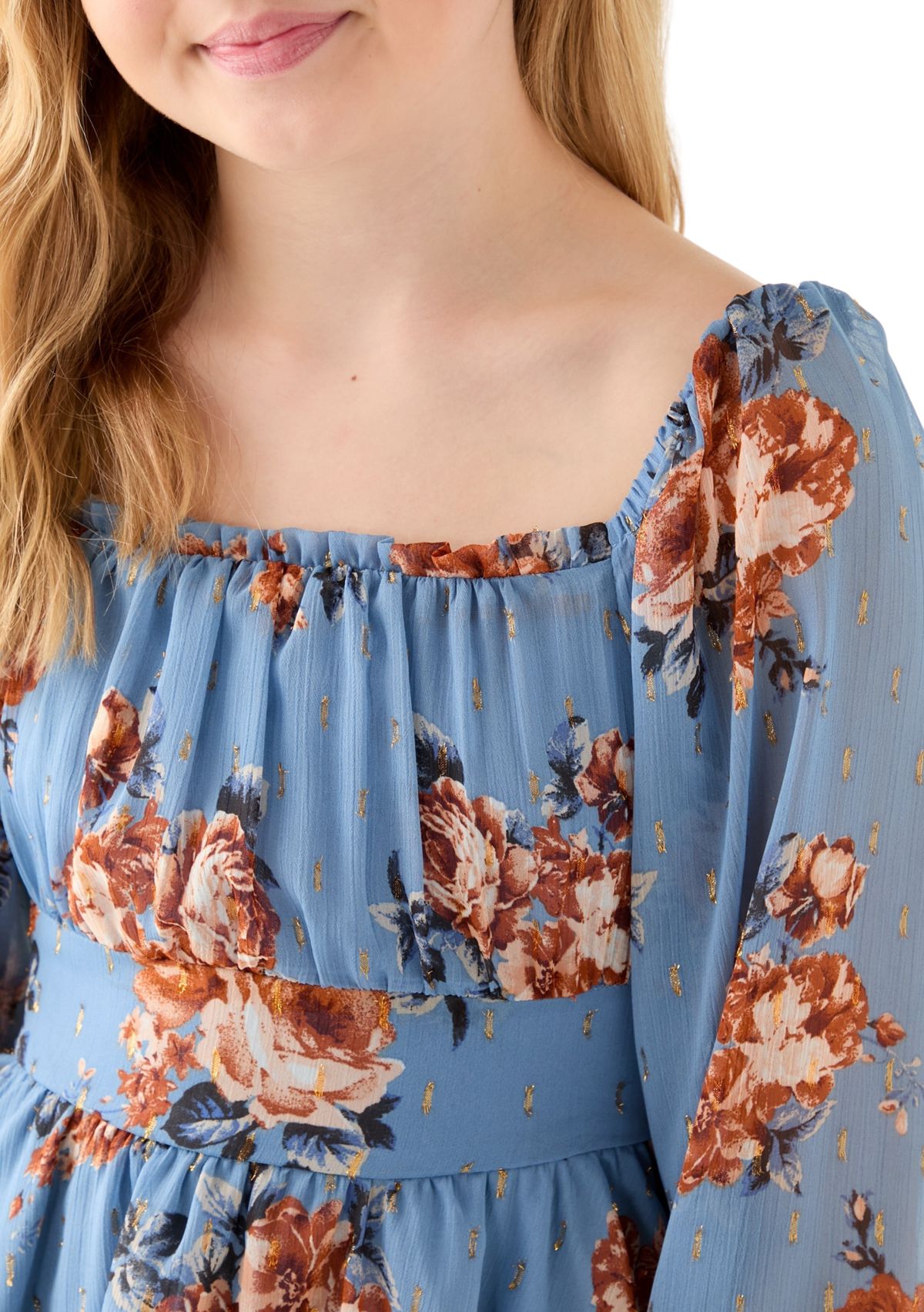 Girls 7-16 Floral Printed Blouse