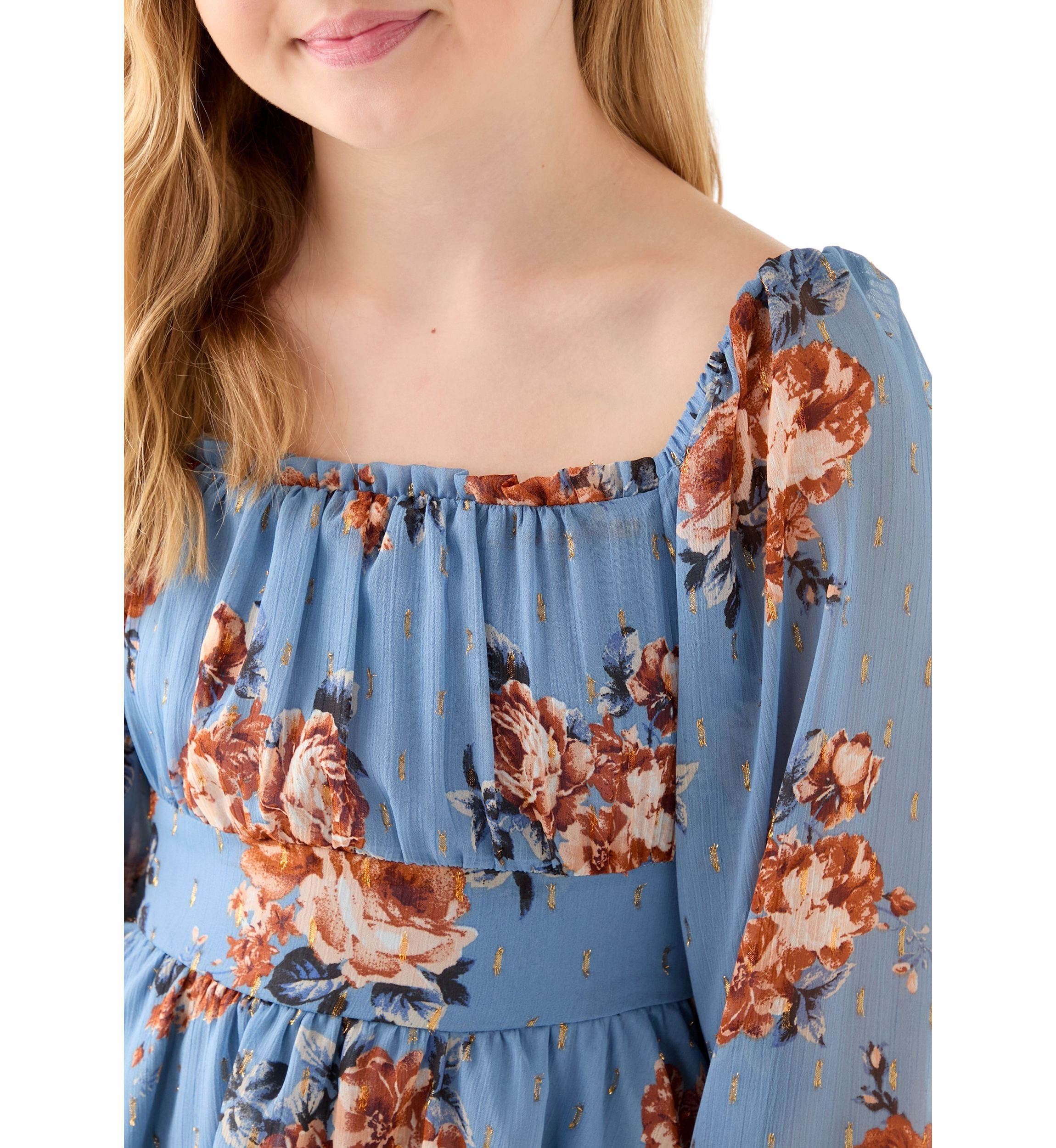 Girls 7-16 Floral Printed Blouse