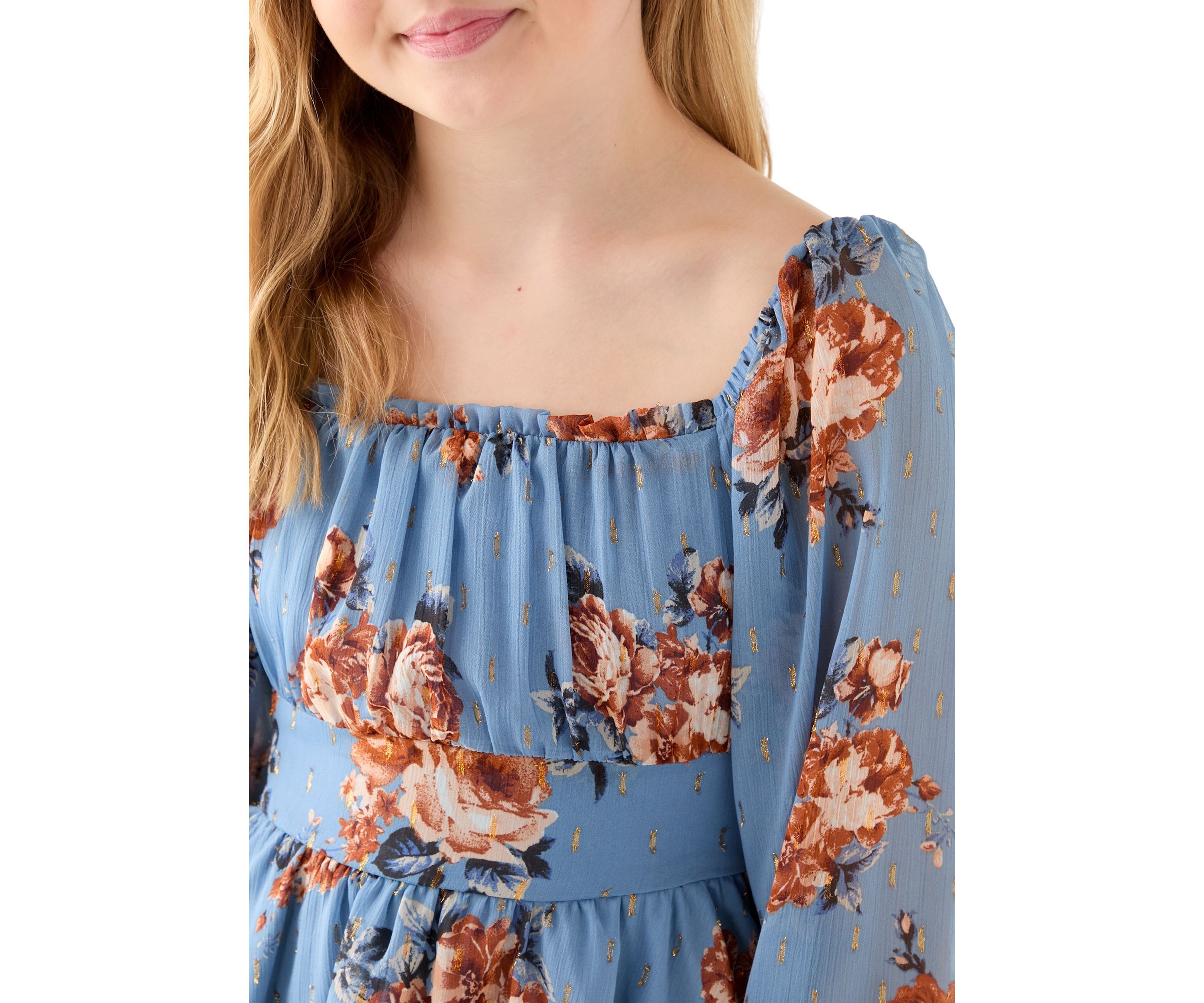 Girls 7-16 Floral Printed Blouse