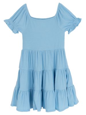 Rare Editions Girls 7-16 Square Neck Rib Dress