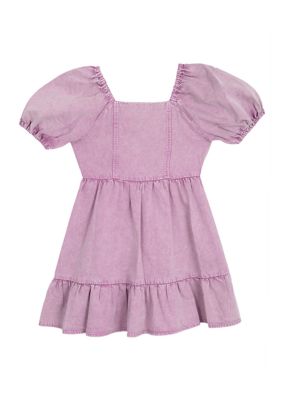 Rare Editions Girls 7-16 Denim Puff Sleeve Dress, Mauve