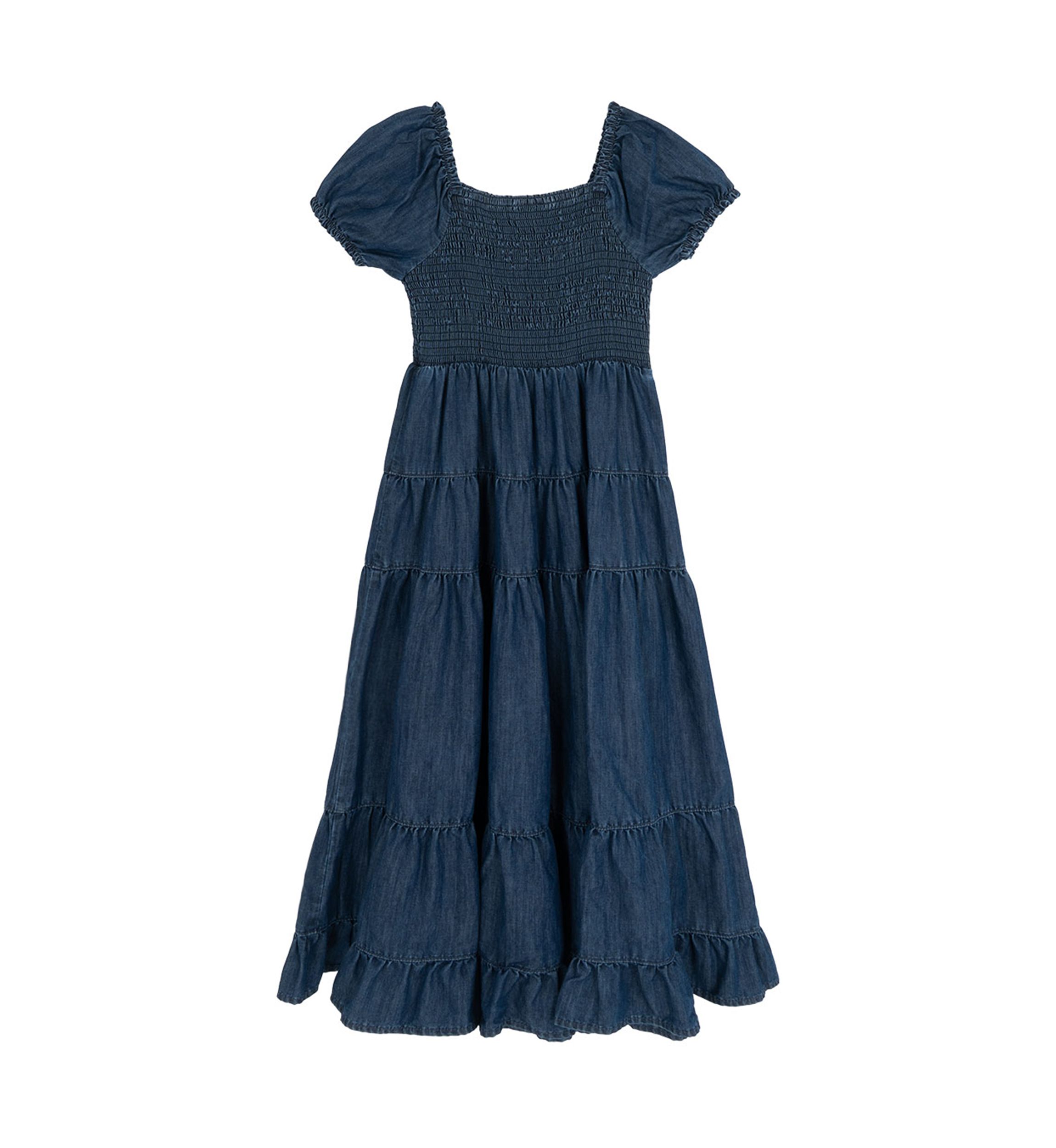 Girls 7-16 Denim Tiered Maxi Dress