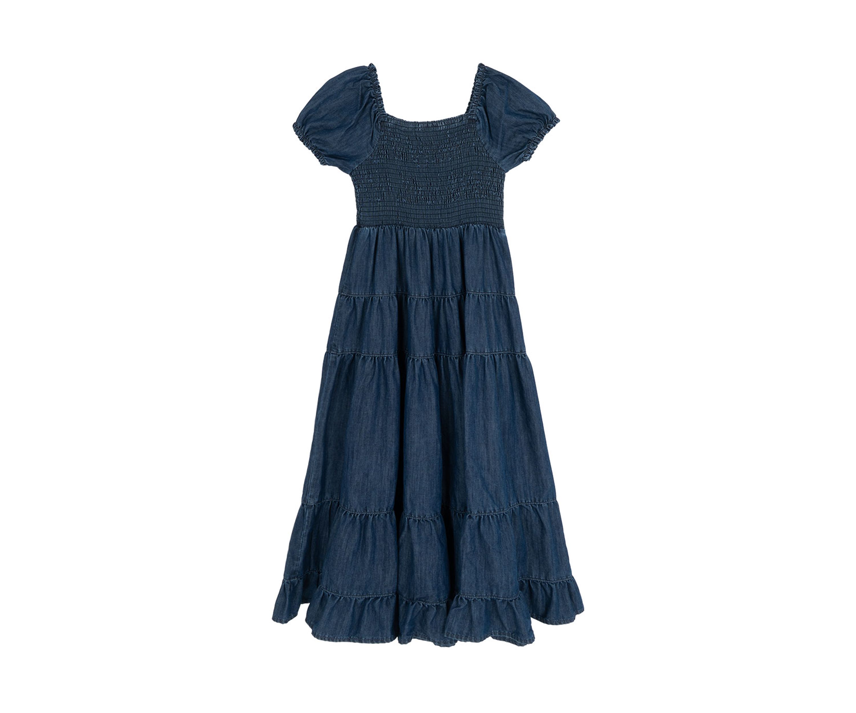 Girls 7-16 Denim Tiered Maxi Dress