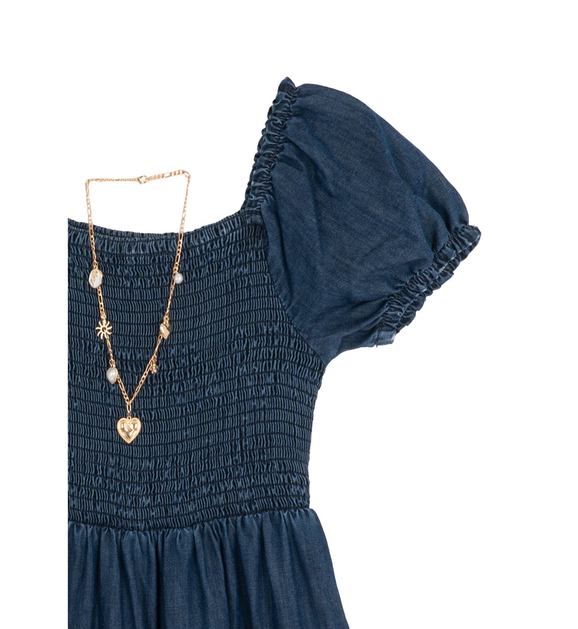 Girls 7-16 Denim Tiered Maxi Dress