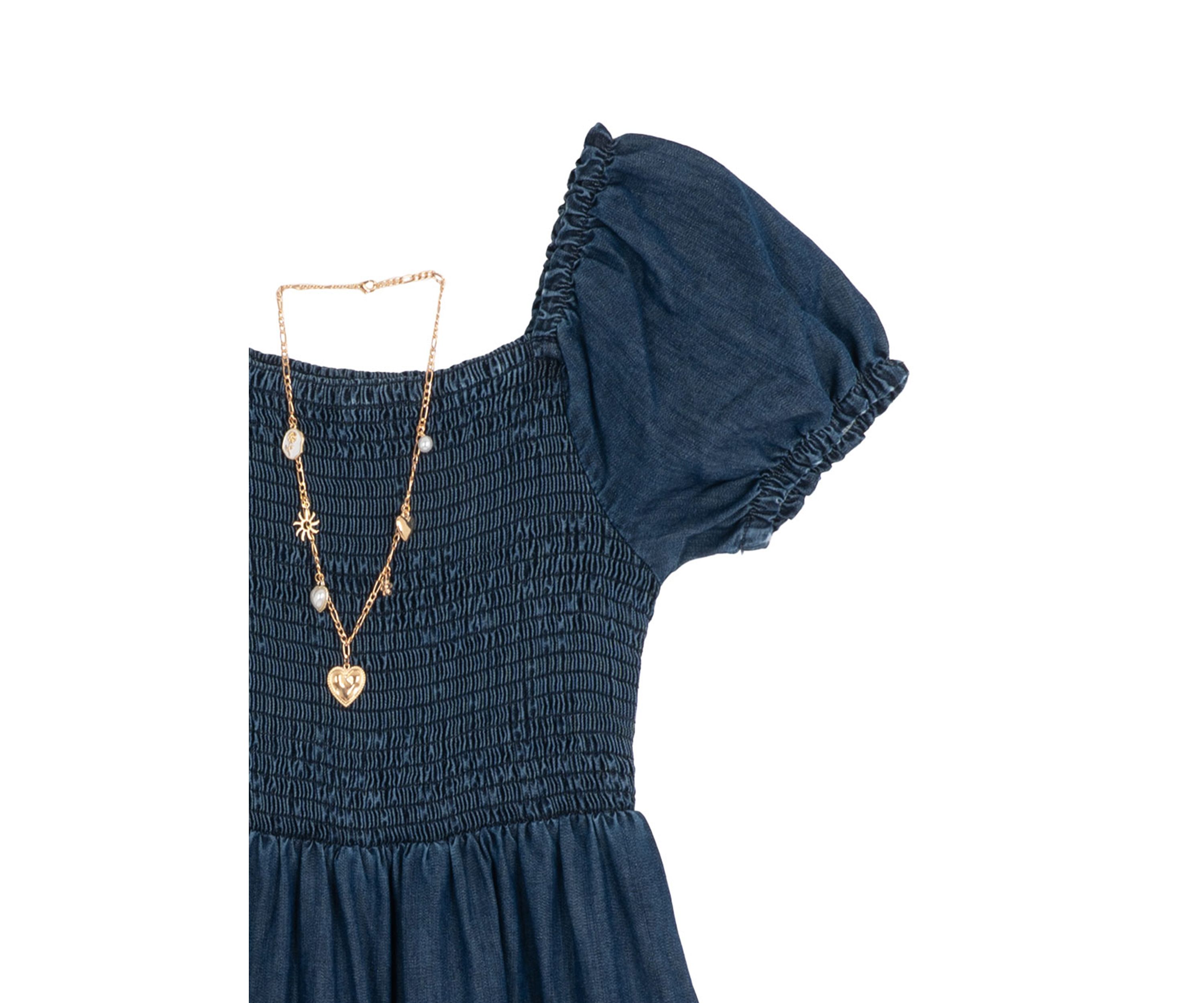 Girls 7-16 Denim Tiered Maxi Dress