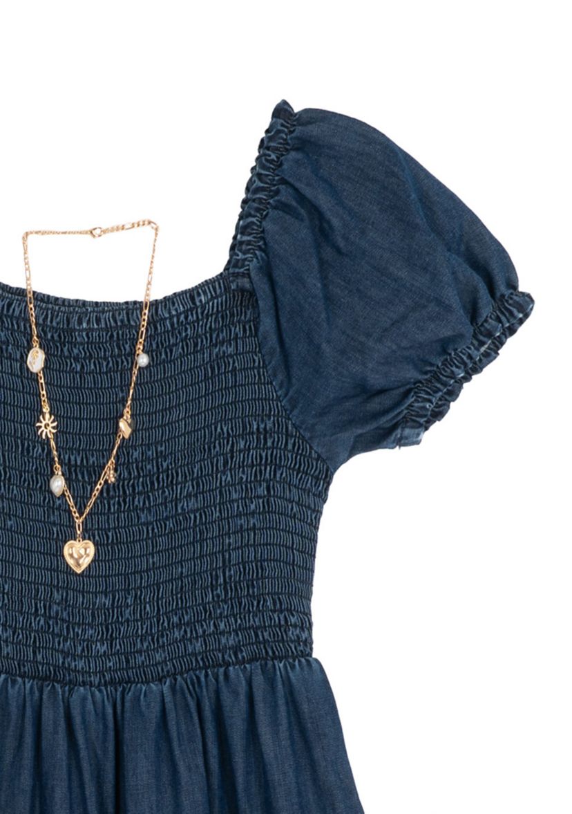 Girls 7-16 Denim Tiered Maxi Dress