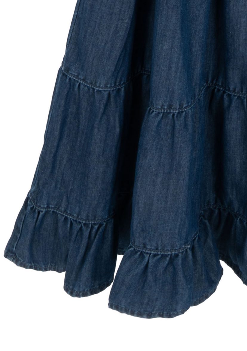 Girls 7-16 Denim Tiered Maxi Dress