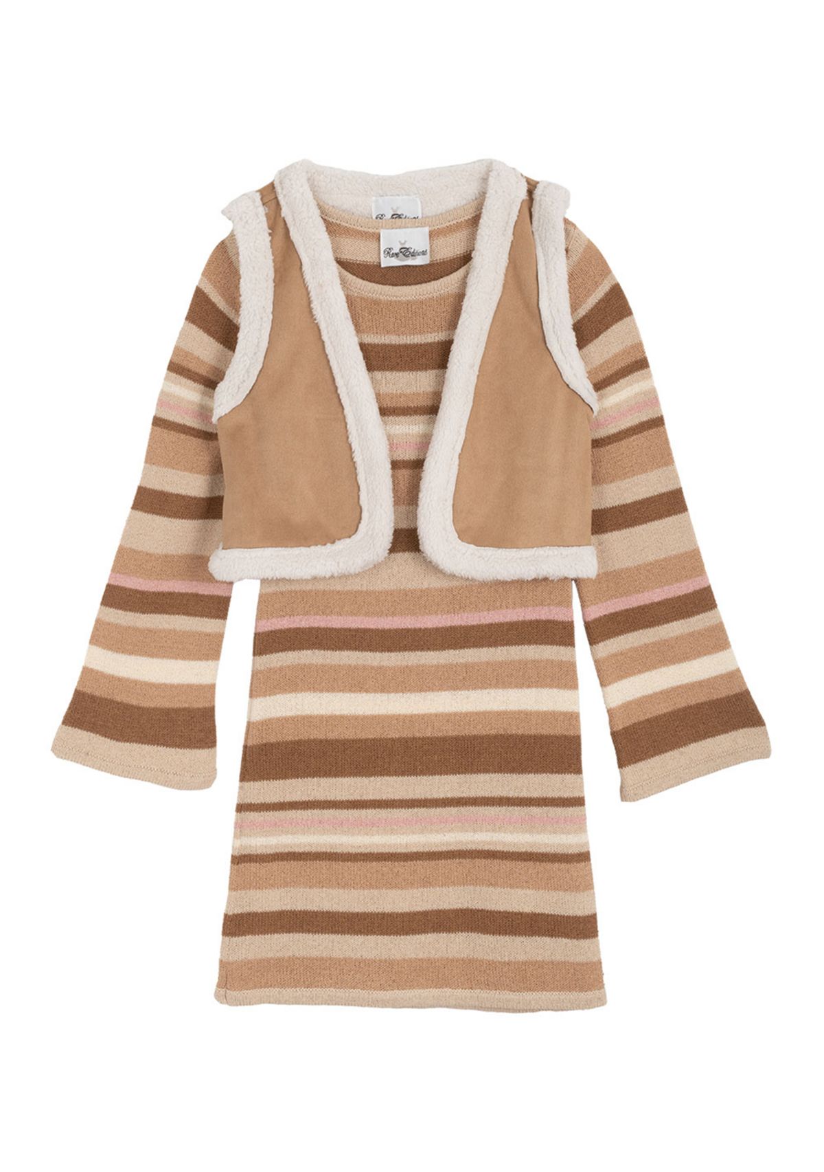 Girls 7-16 Striped Sweater Dress and Vest Set 
