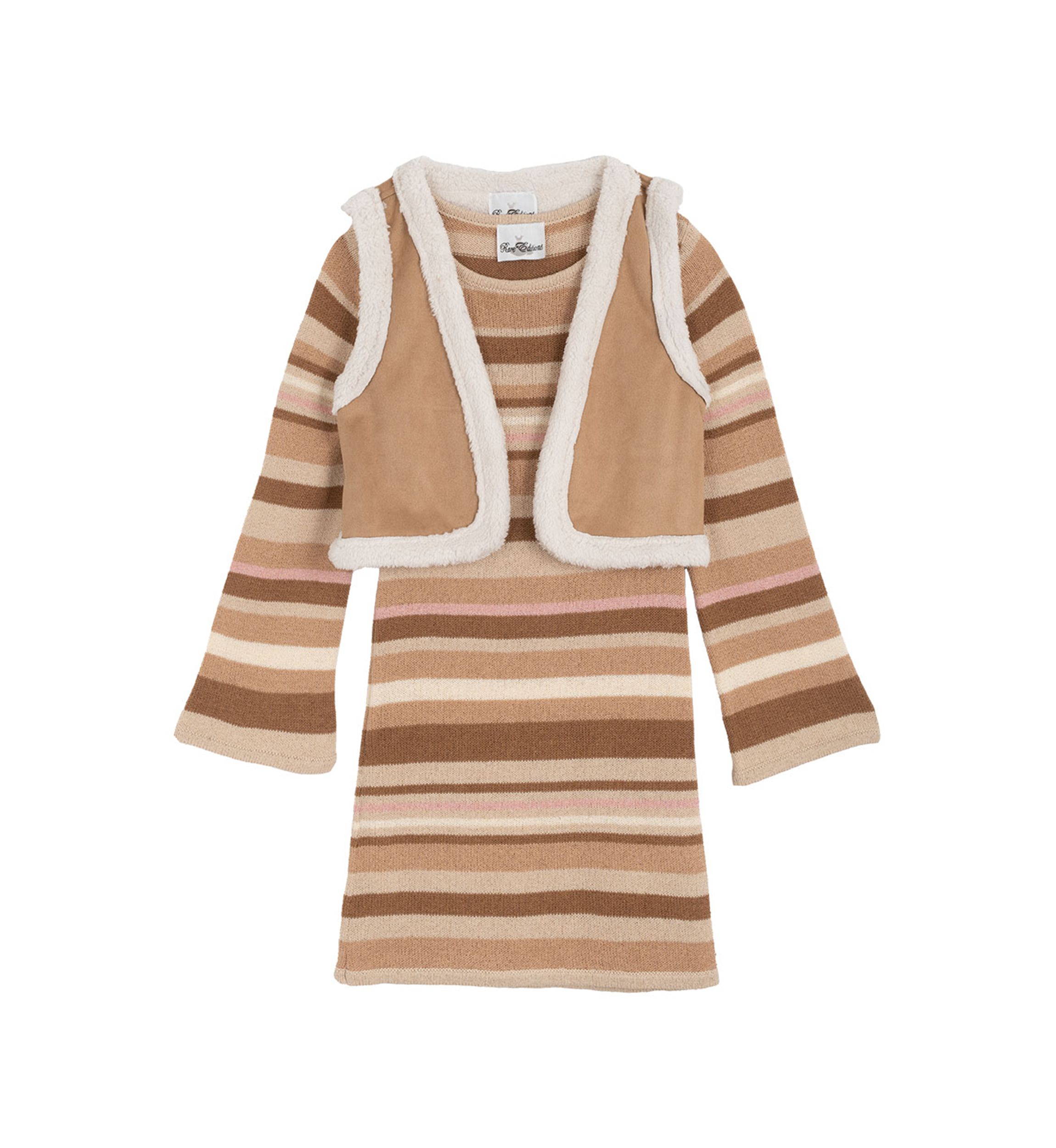 Girls 7-16 Striped Sweater Dress and Vest Set 