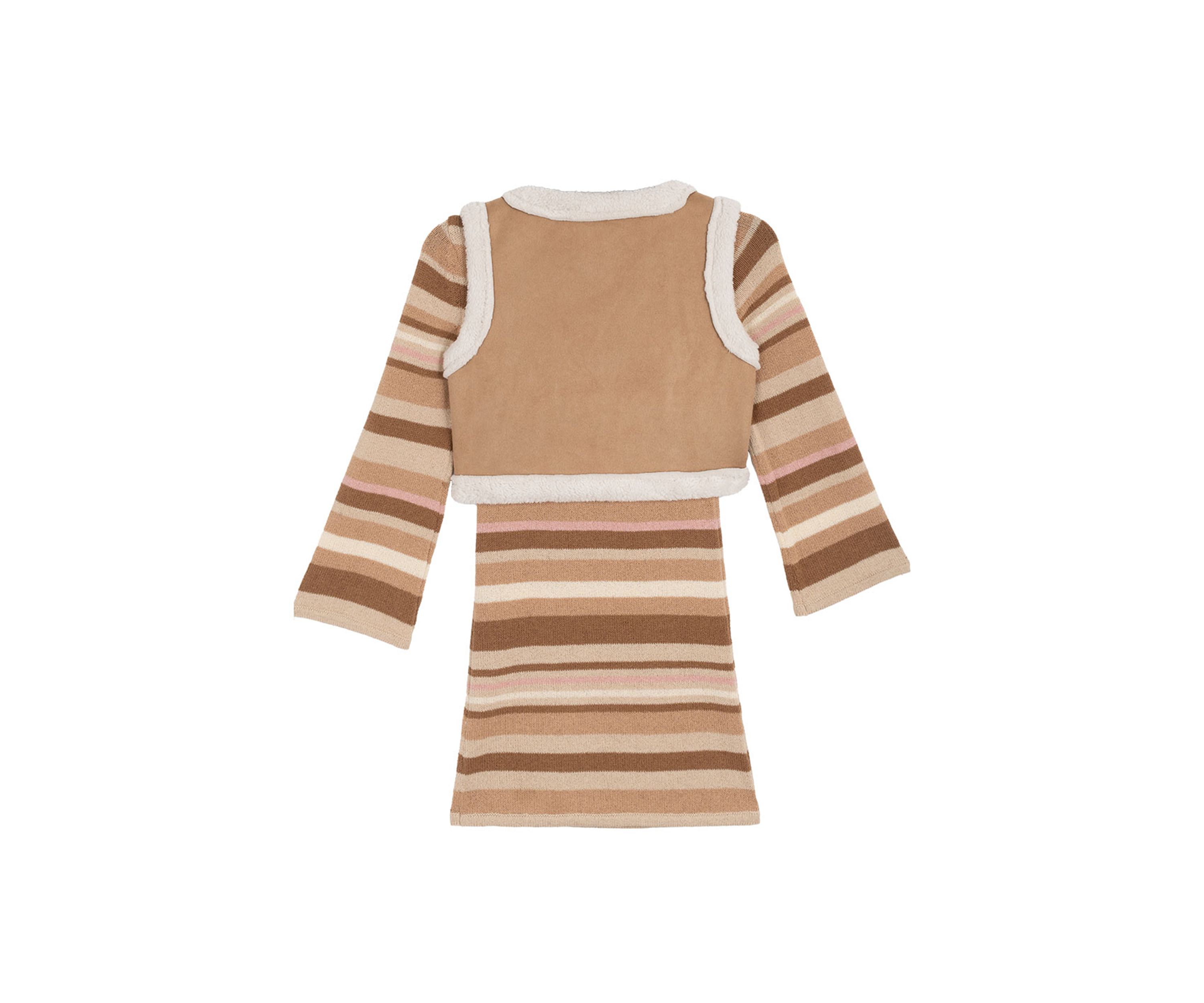 Girls 7-16 Striped Sweater Dress and Vest Set 