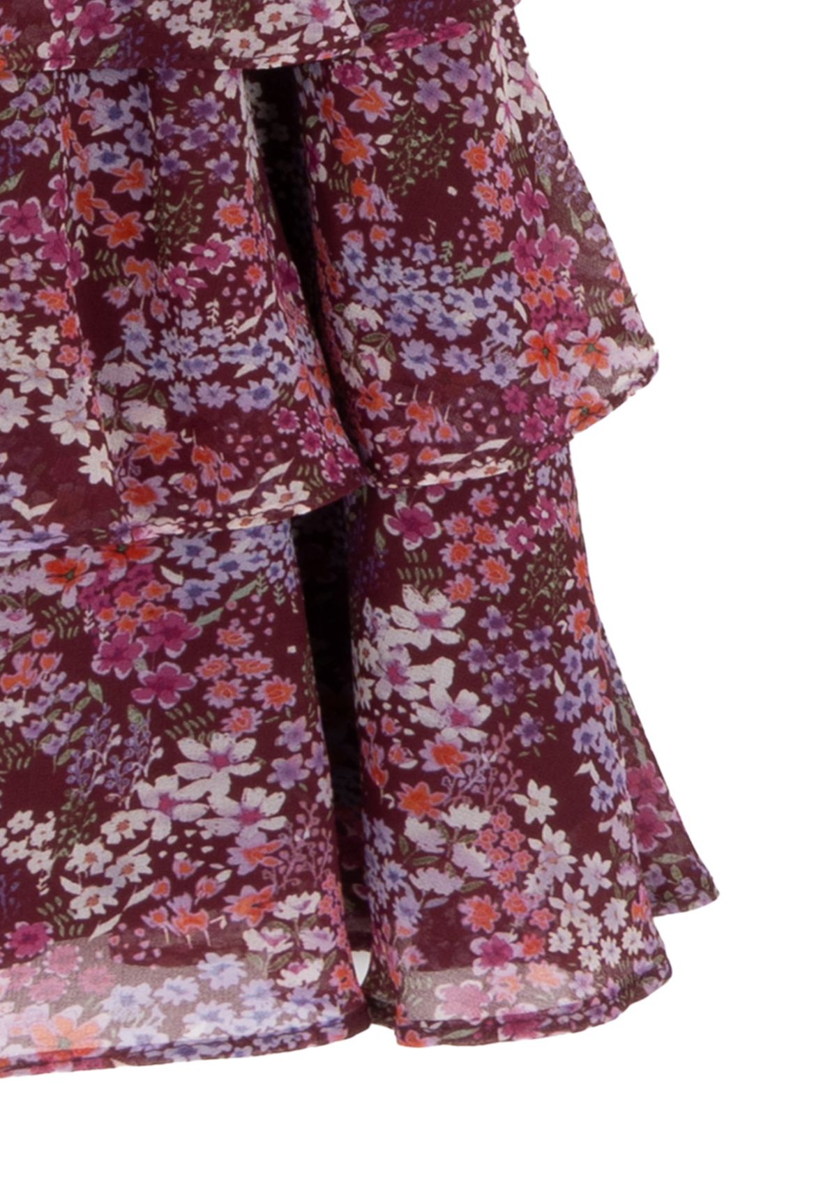 Girls 7-16 Floral Tiered Chiffon Dress with Bow