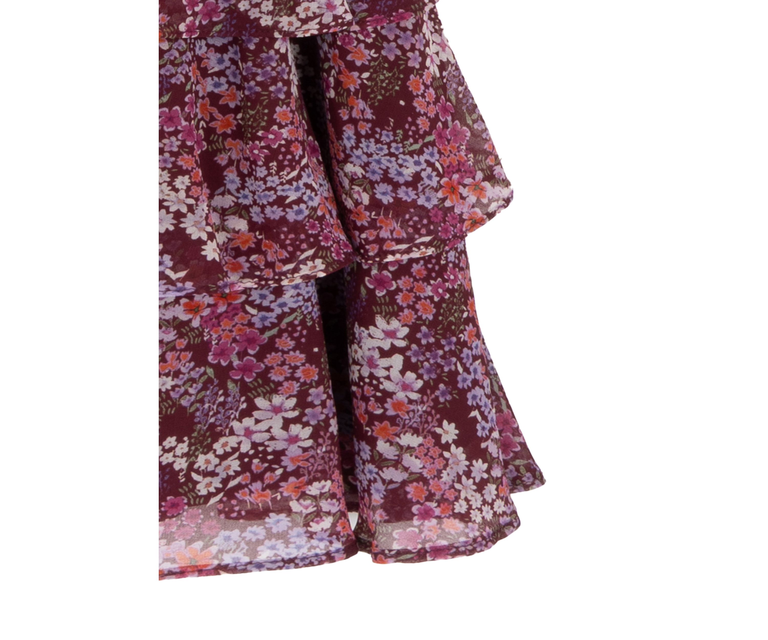 Girls 7-16 Floral Tiered Chiffon Dress with Bow