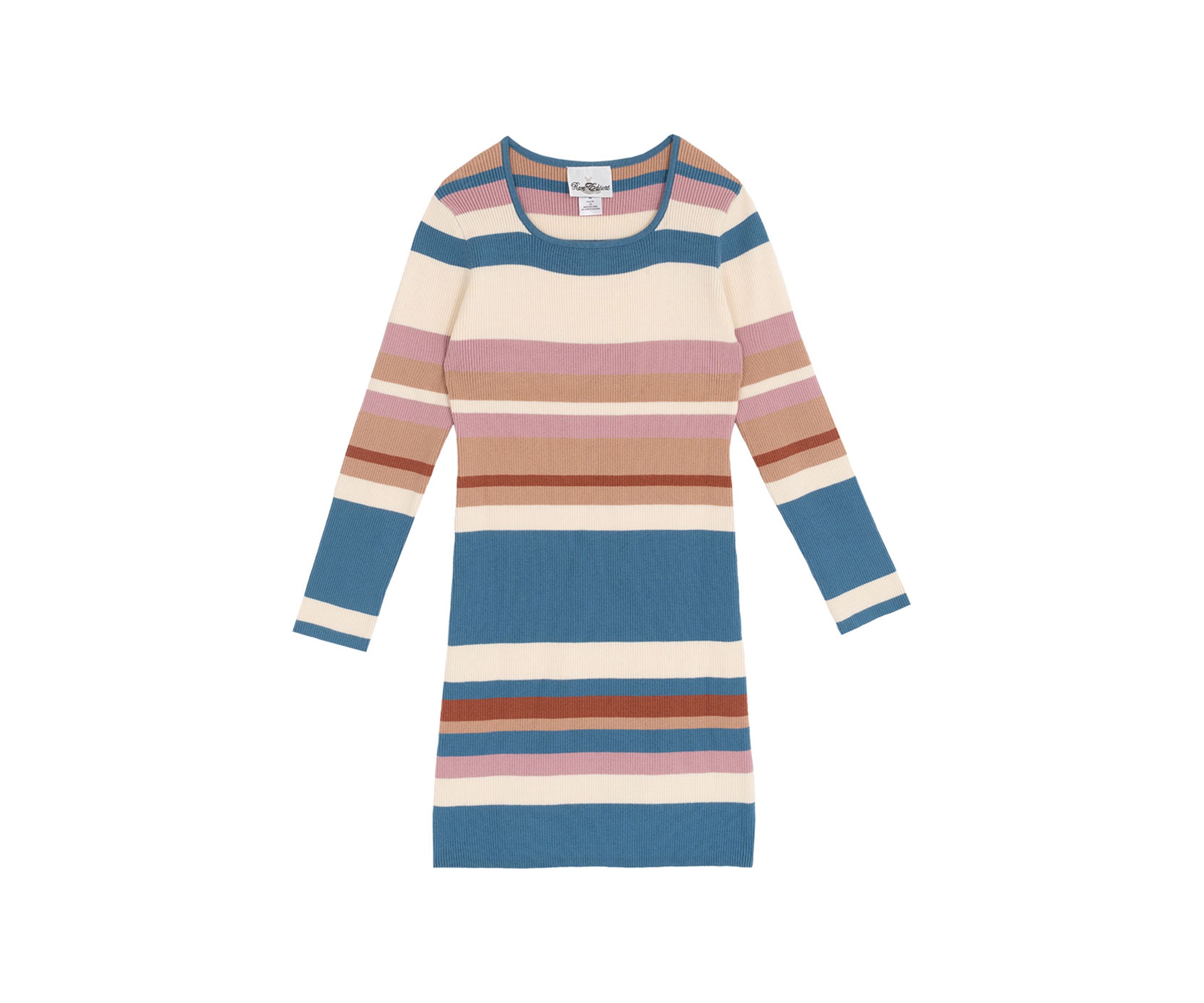 Girls 7-16 Long Sleeve Striped Sweater Dress and Vest Set 
