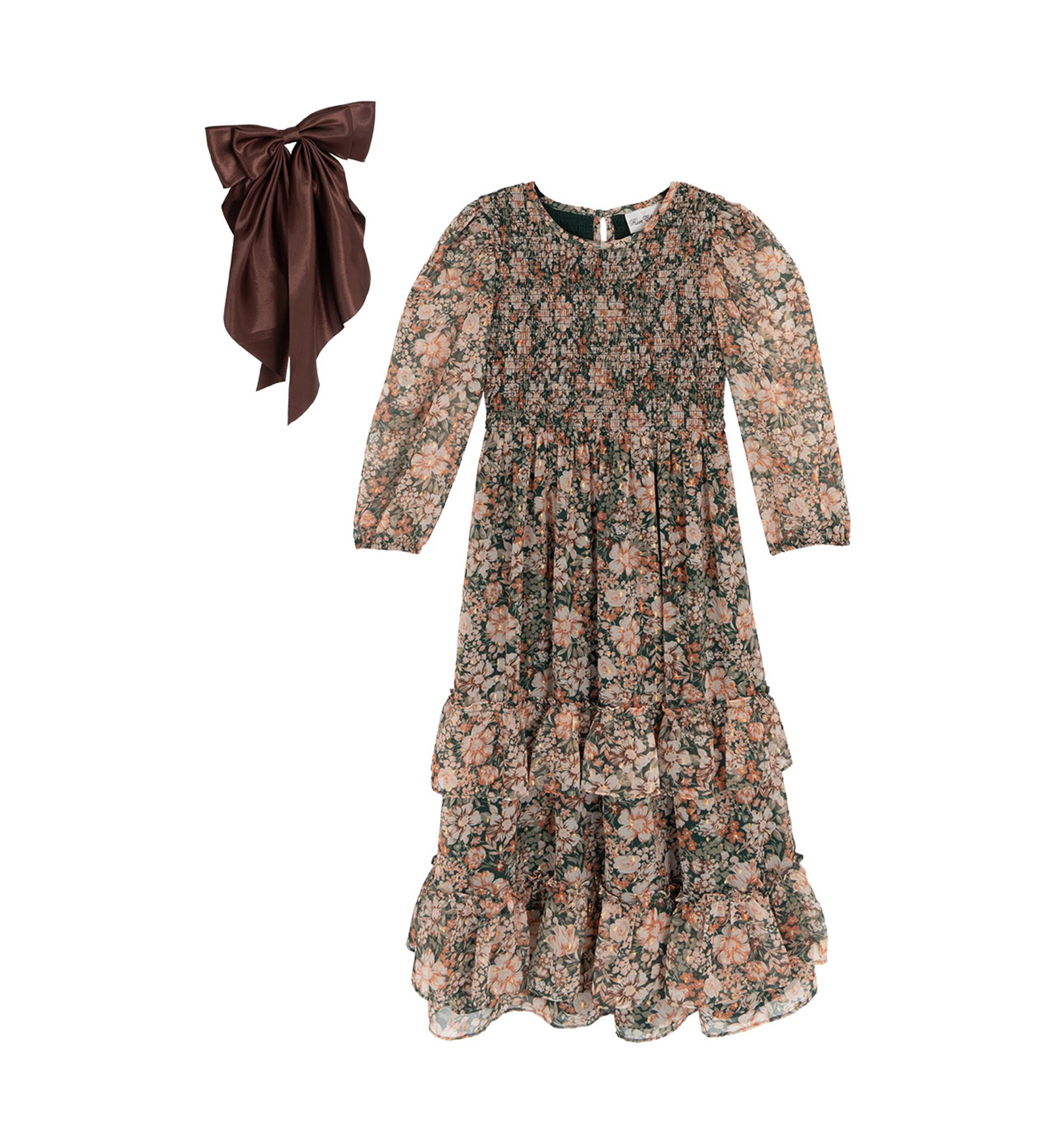 Girls 7-16 Printed Chiffon Dress and Bow Set