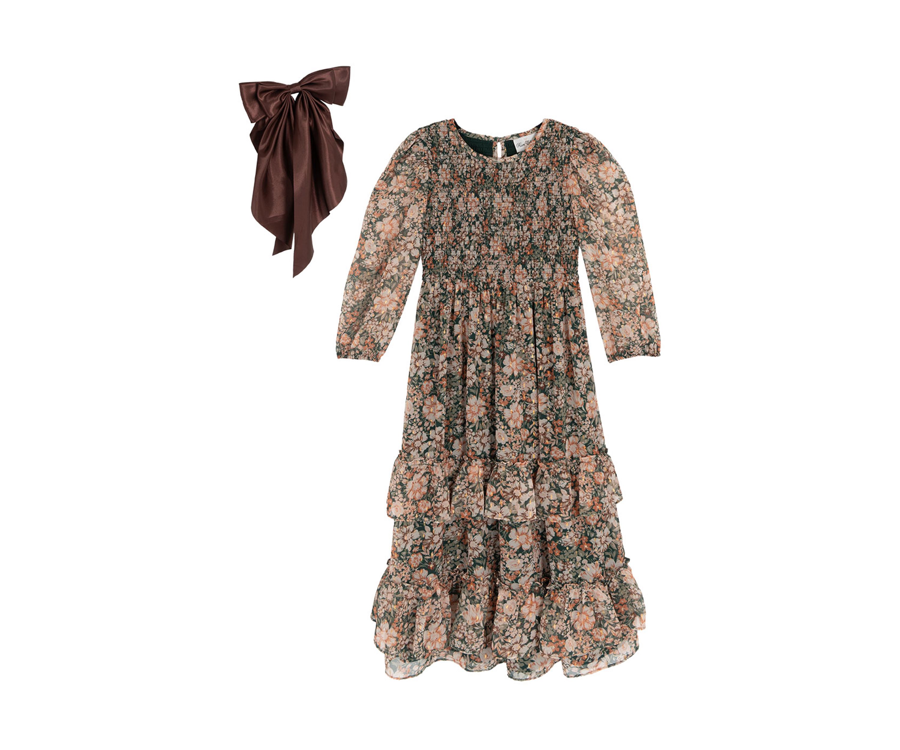 Girls 7-16 Printed Chiffon Dress and Bow Set