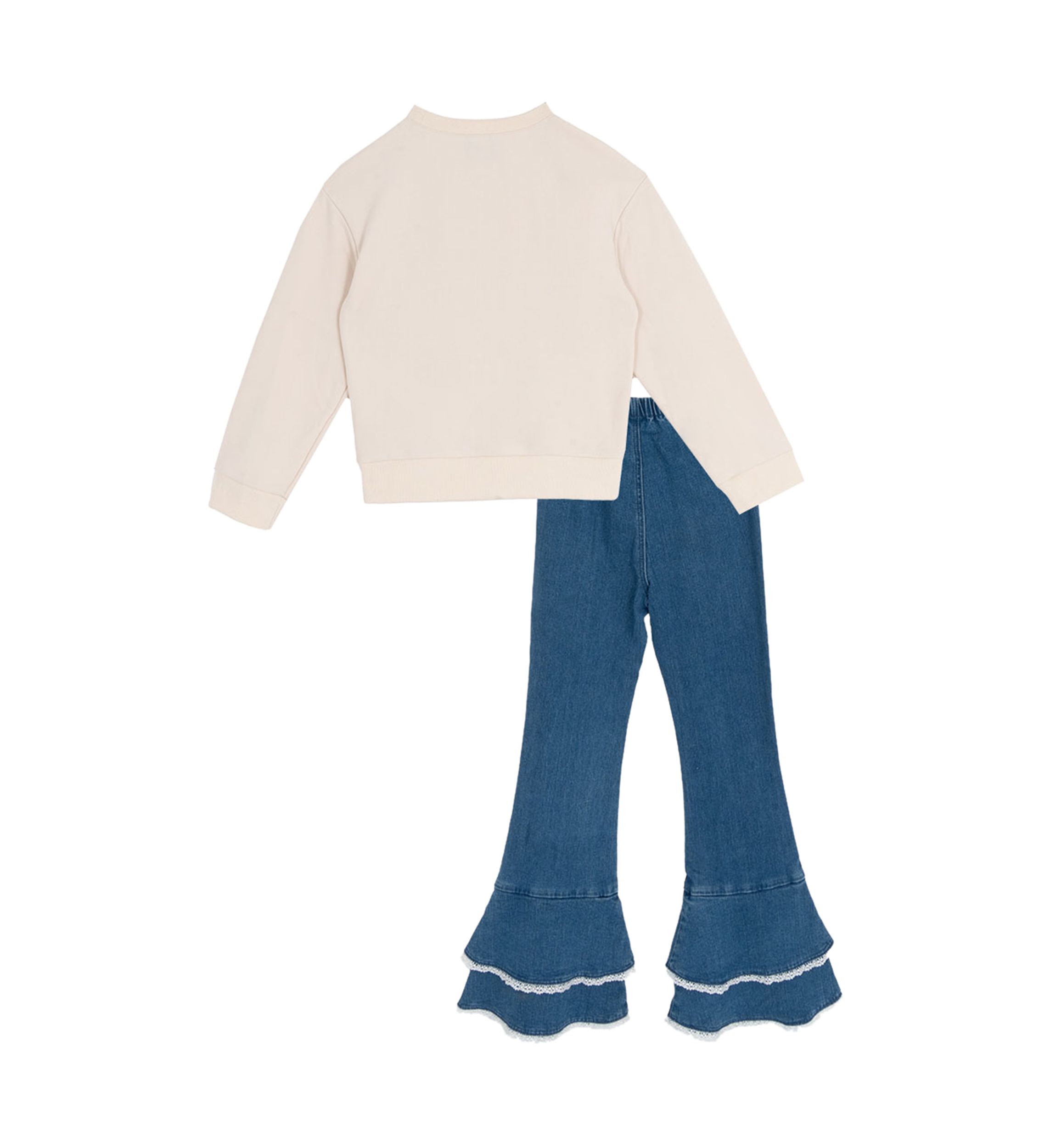 Girls 7-16 Howdy Graphic Ruffle Sweatshirt and Denim Bell Bottoms Set 