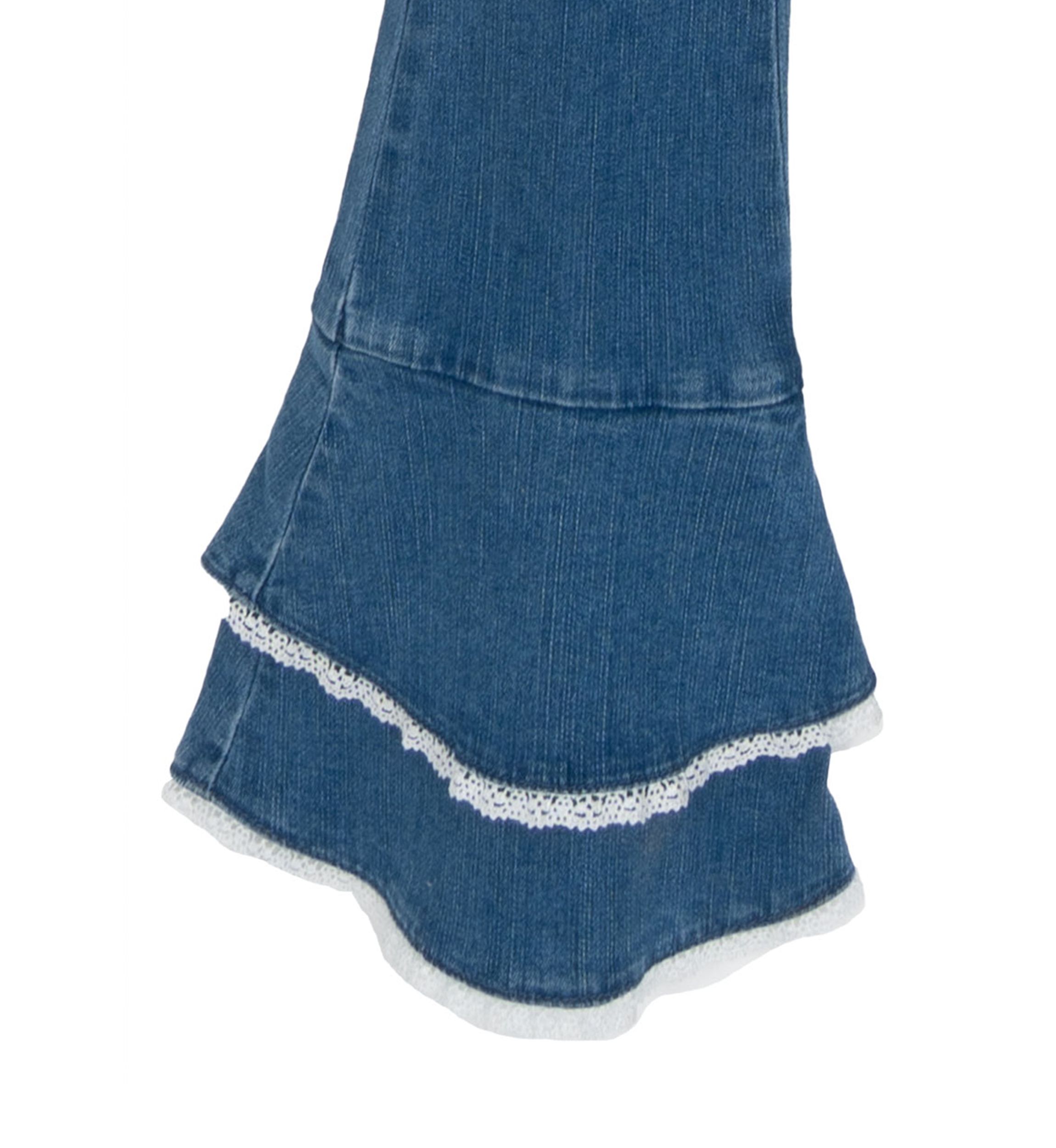 Girls 7-16 Howdy Graphic Ruffle Sweatshirt and Denim Bell Bottoms Set 