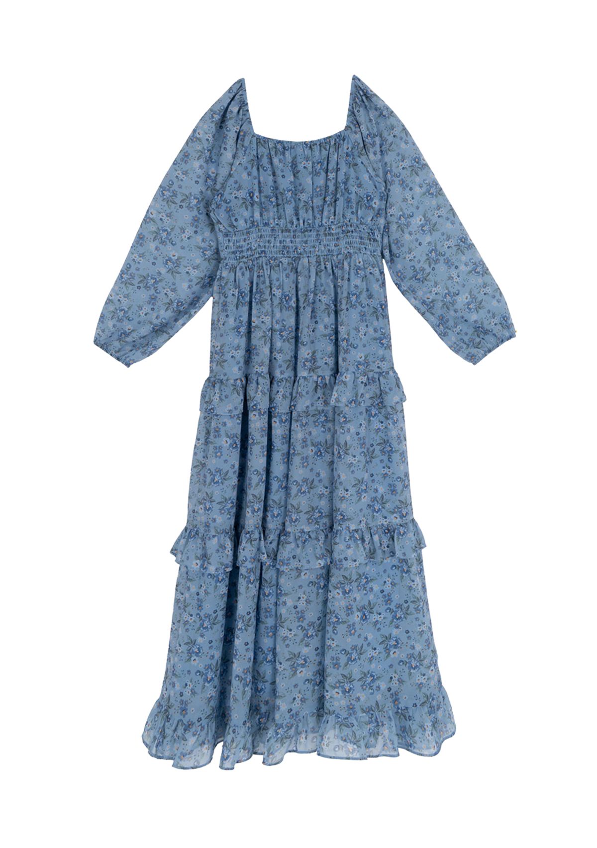 Girls 7-16 Long Balloon Sleeve Floral Maxi Dress