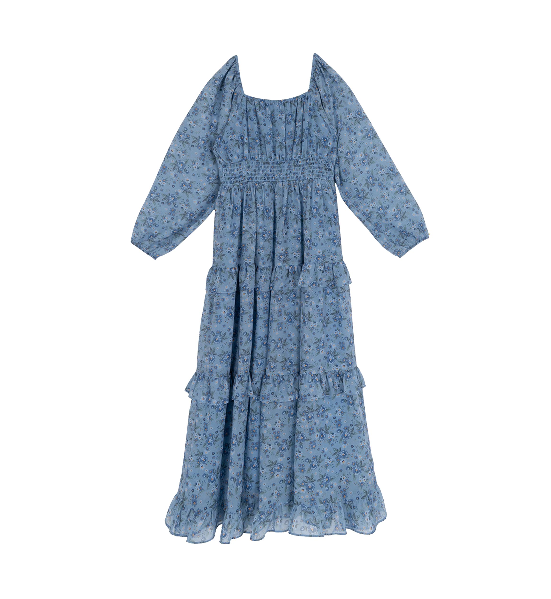 Girls 7-16 Long Balloon Sleeve Floral Maxi Dress