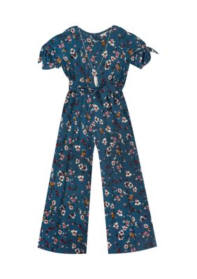 Rare Editions Girls 7-16 Brushed Knit Jumpsuit with Tie Waist | belk