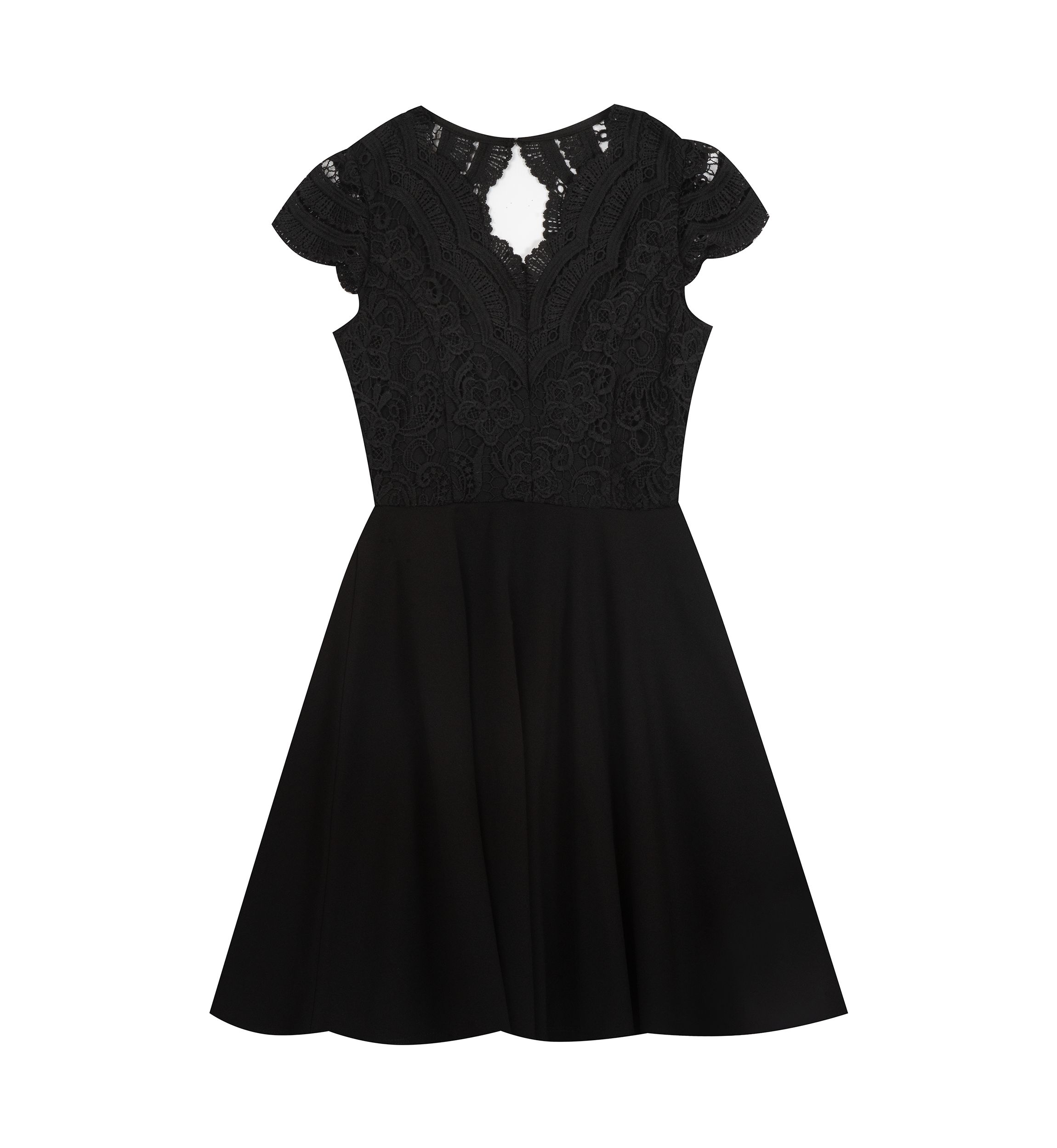 Girls 7-16 Lace Bodice to Scuba Crepe Skirt Dress