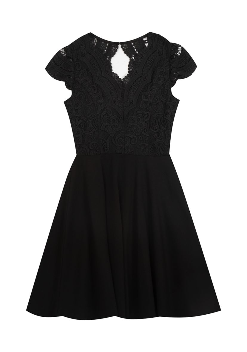 Girls 7-16 Lace Bodice to Scuba Crepe Skirt Dress