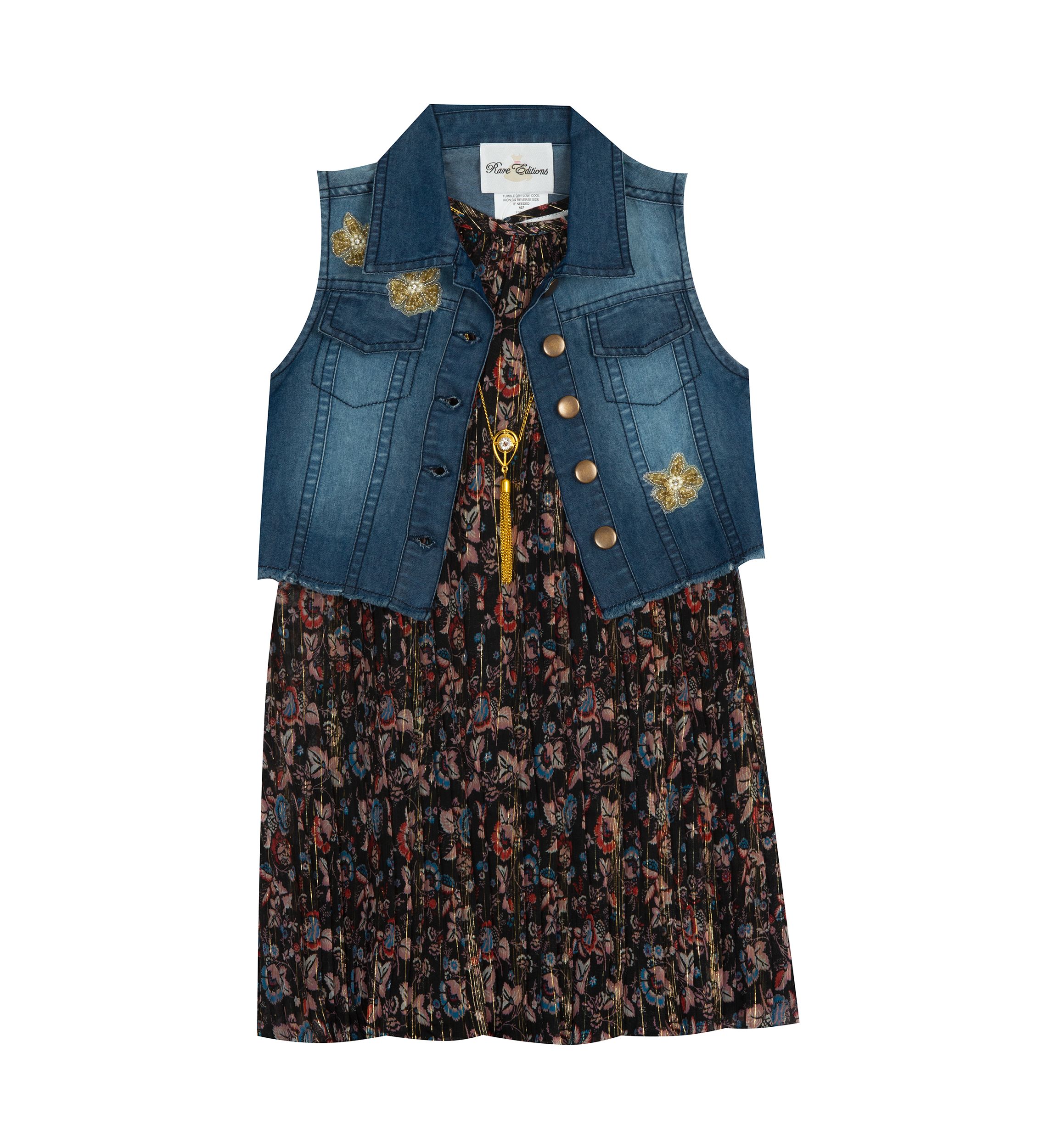 white christmas dresses Love On The Mind Floral Embordered Denim Vest Small