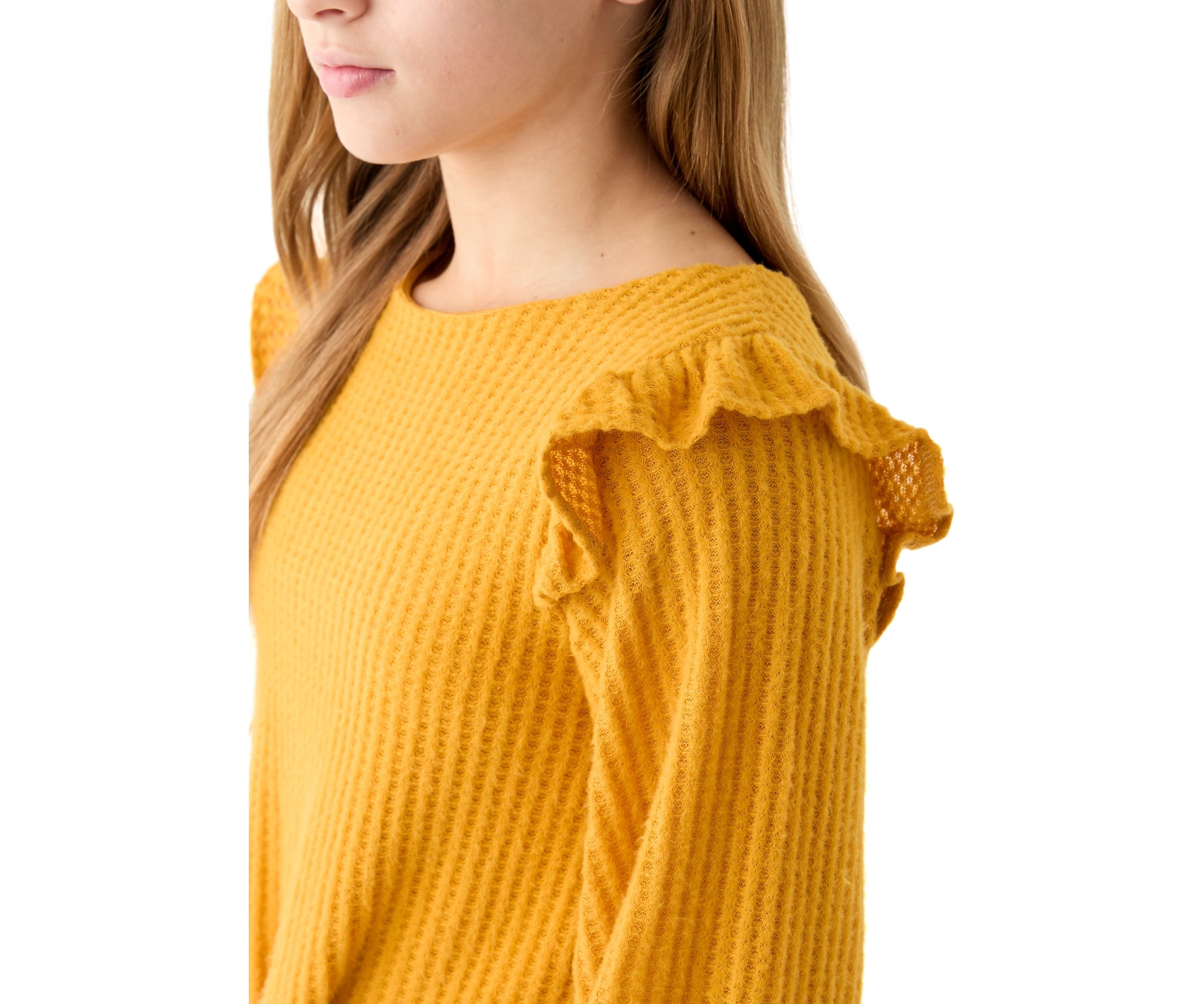 Girls 7-16 Thermal Long Sleeve Top and Printed Brushed Knit Leggings Set