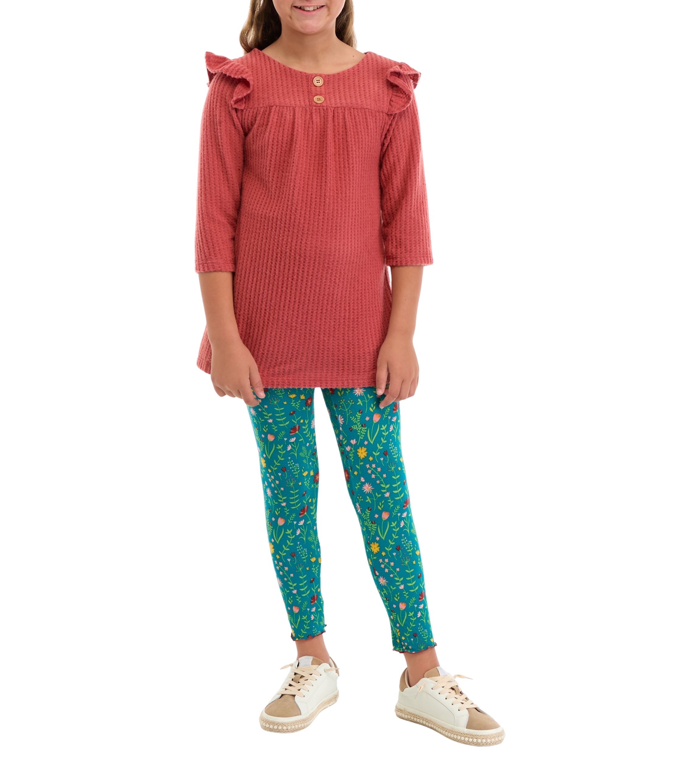 Girls 7-16 Thermal Knit Top and Brushed Knit Legging Set 