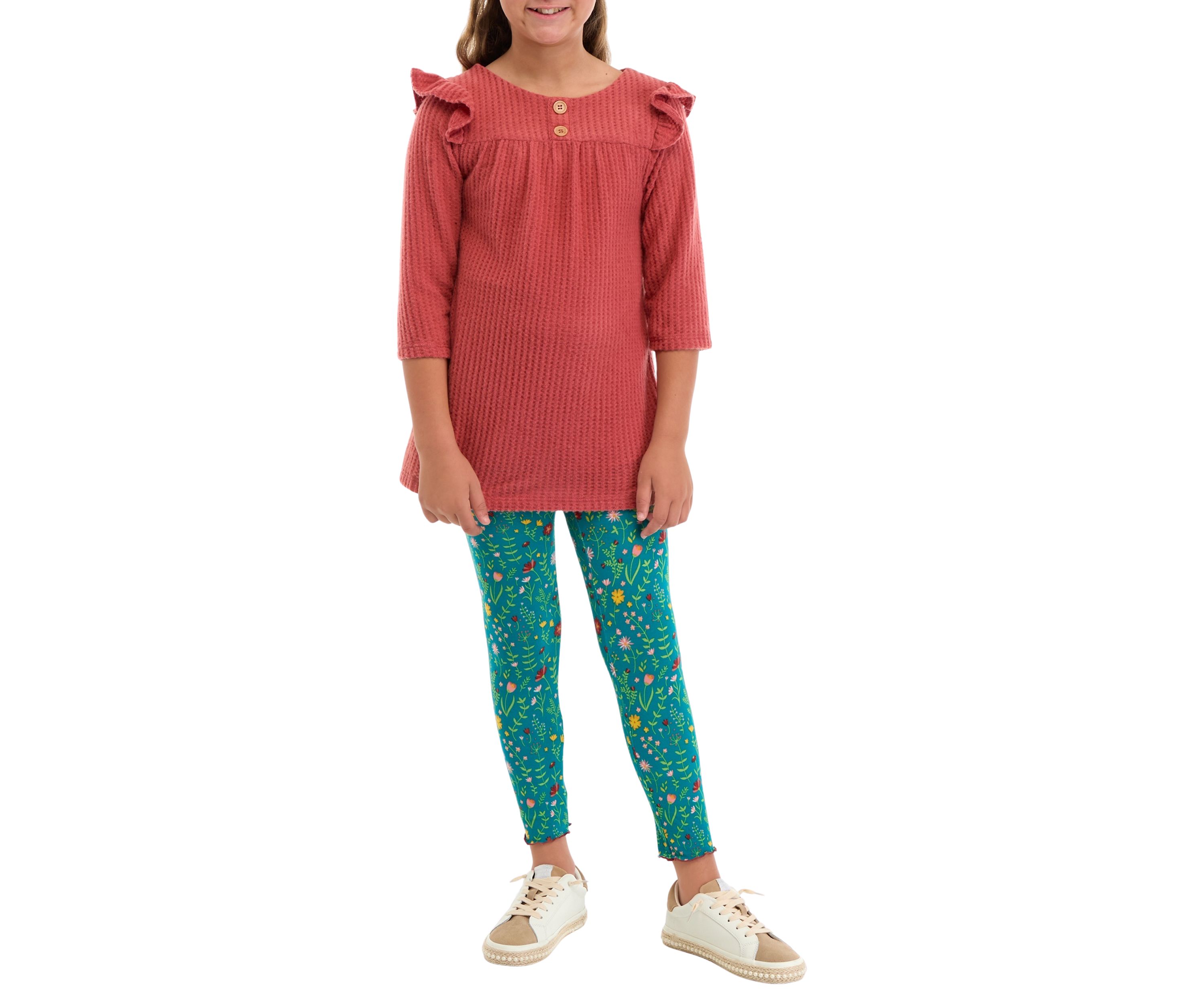 Girls 7-16 Thermal Knit Top and Brushed Knit Legging Set 