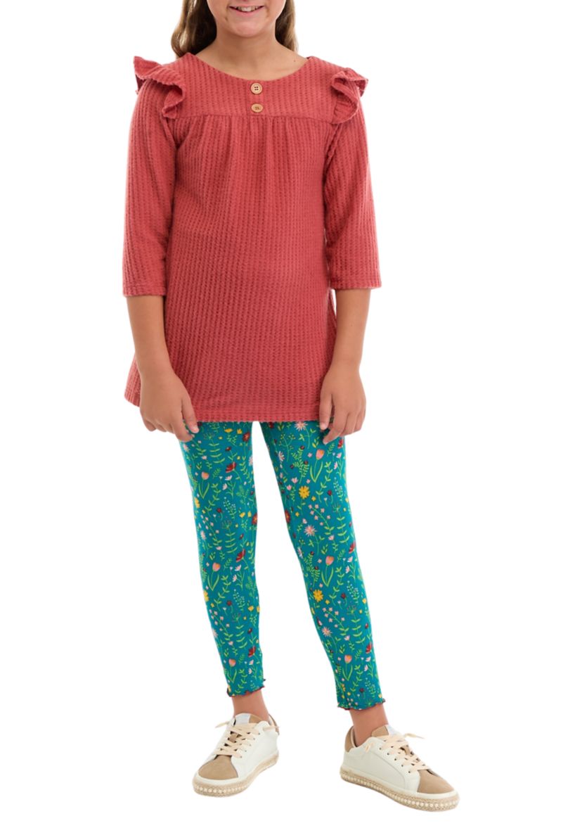 Girls 7-16 Thermal Knit Top and Brushed Knit Legging Set 