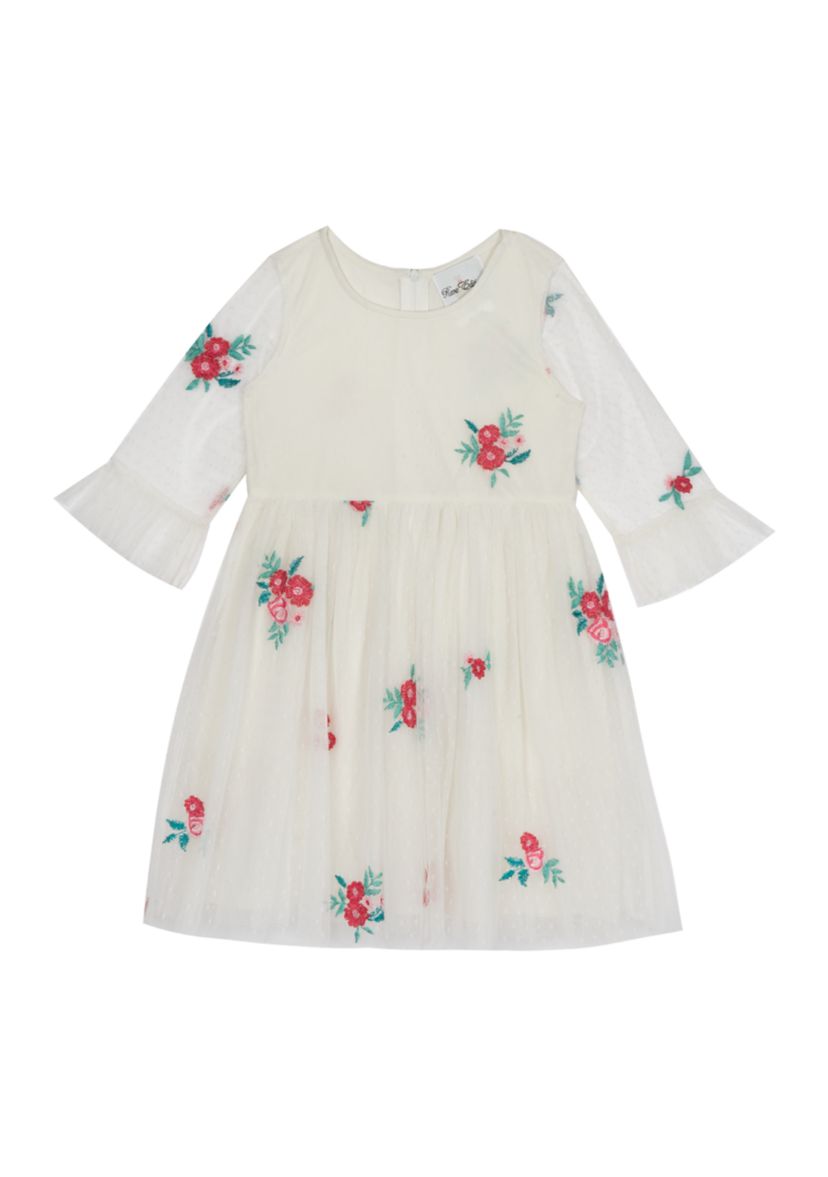Girls 4-6x Denim Vest with Embroidered Dress 