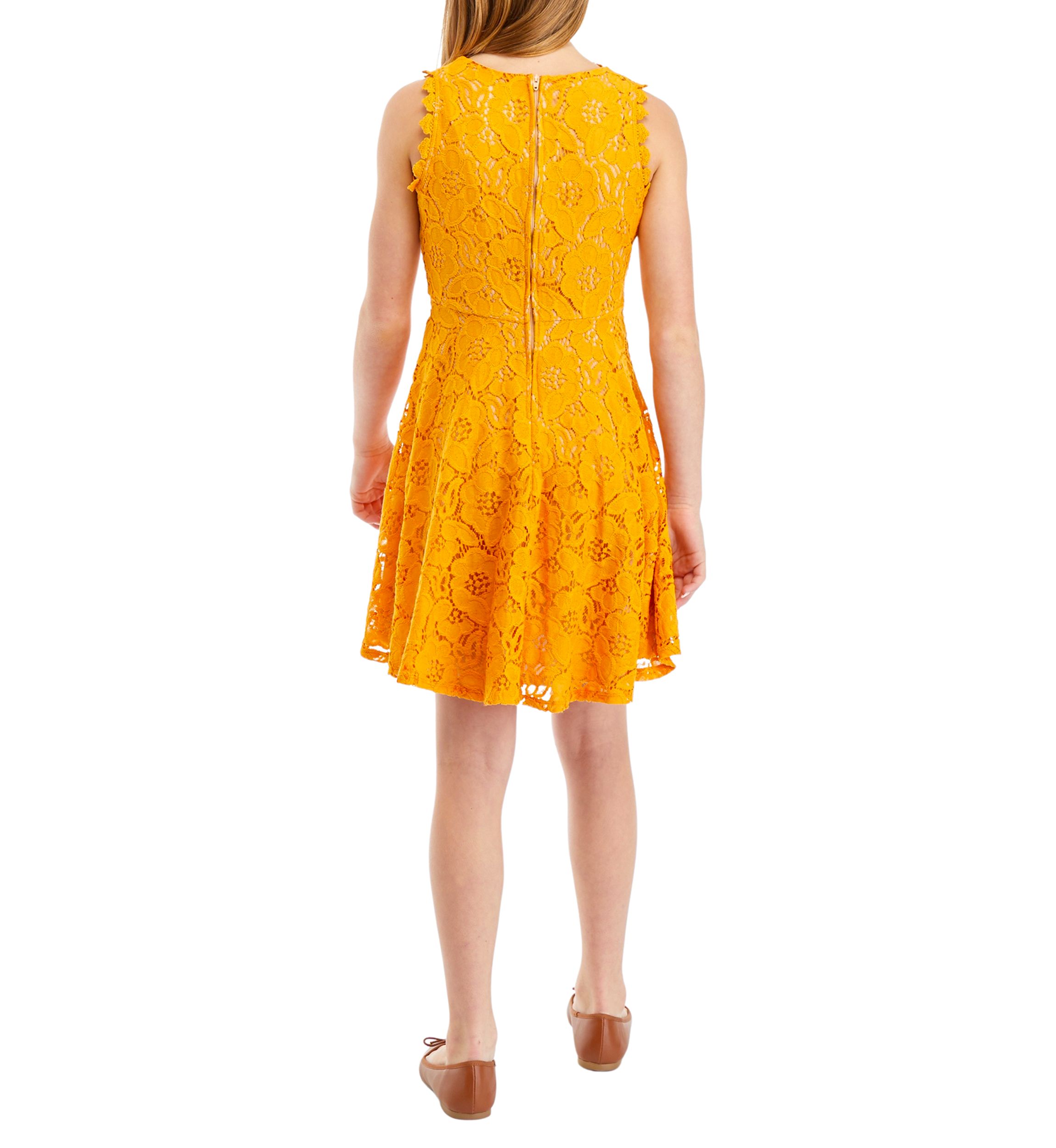 Girls 7-16 Lace Skater Dress with Crochet Details