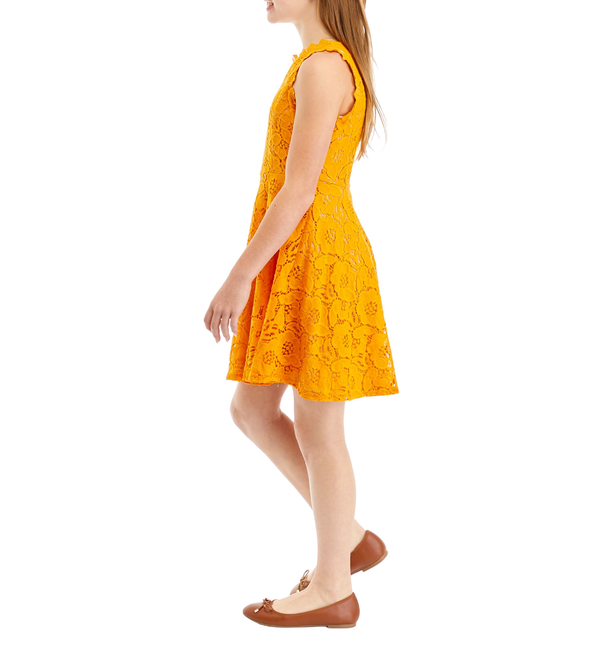 Girls 7-16 Lace Skater Dress with Crochet Details