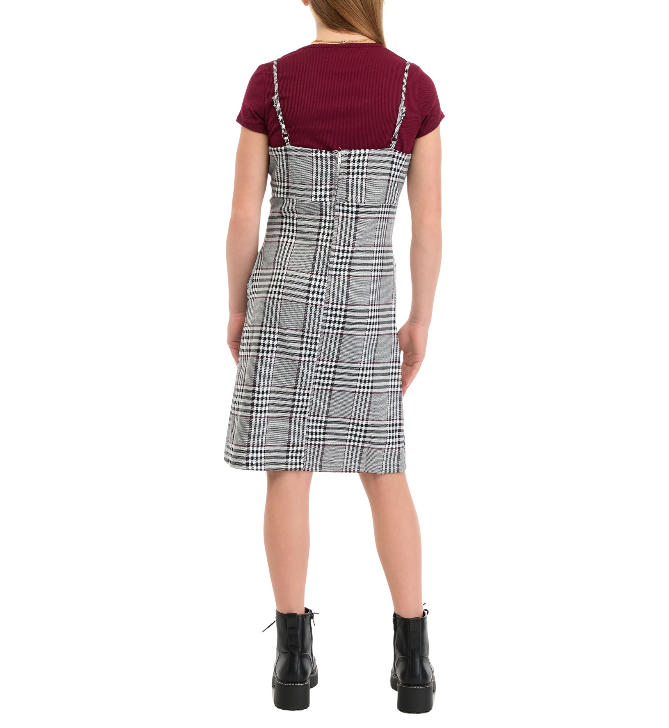 Girls 7-16 Menswear Plaid Jumper with T-Shirt 