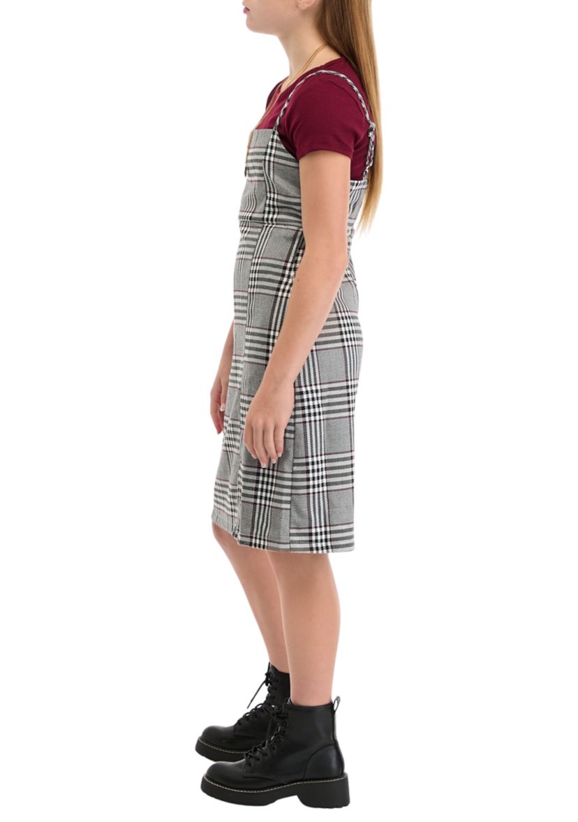 Girls 7-16 Menswear Plaid Jumper with T-Shirt 