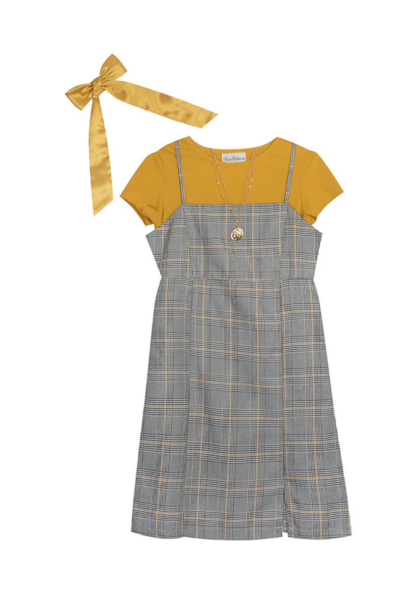 Girls 7-16 Plaid Jumper Dress Set
