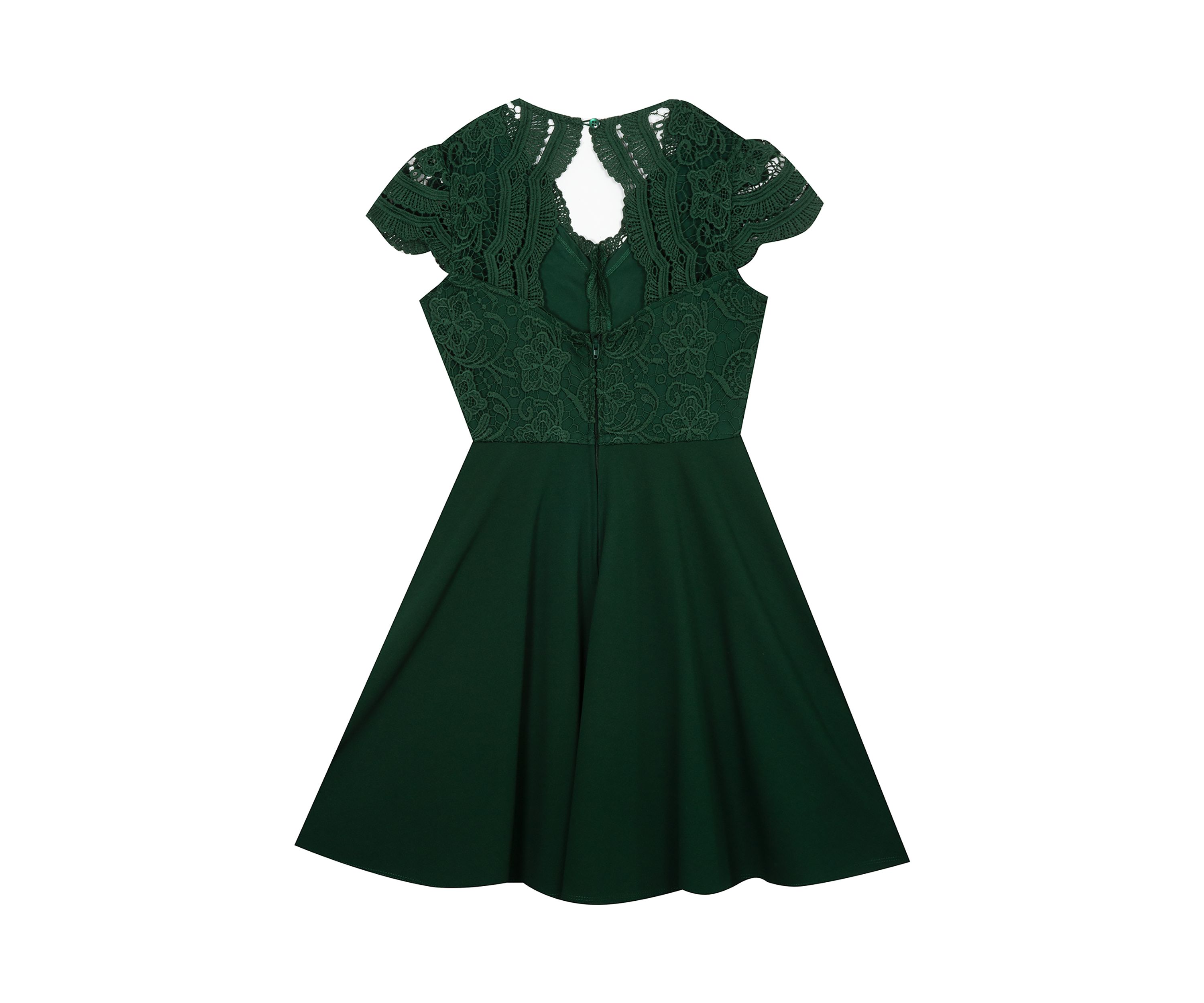 Girls 7-16 Lace Bodice to Scuba Crepe Skater Dress
