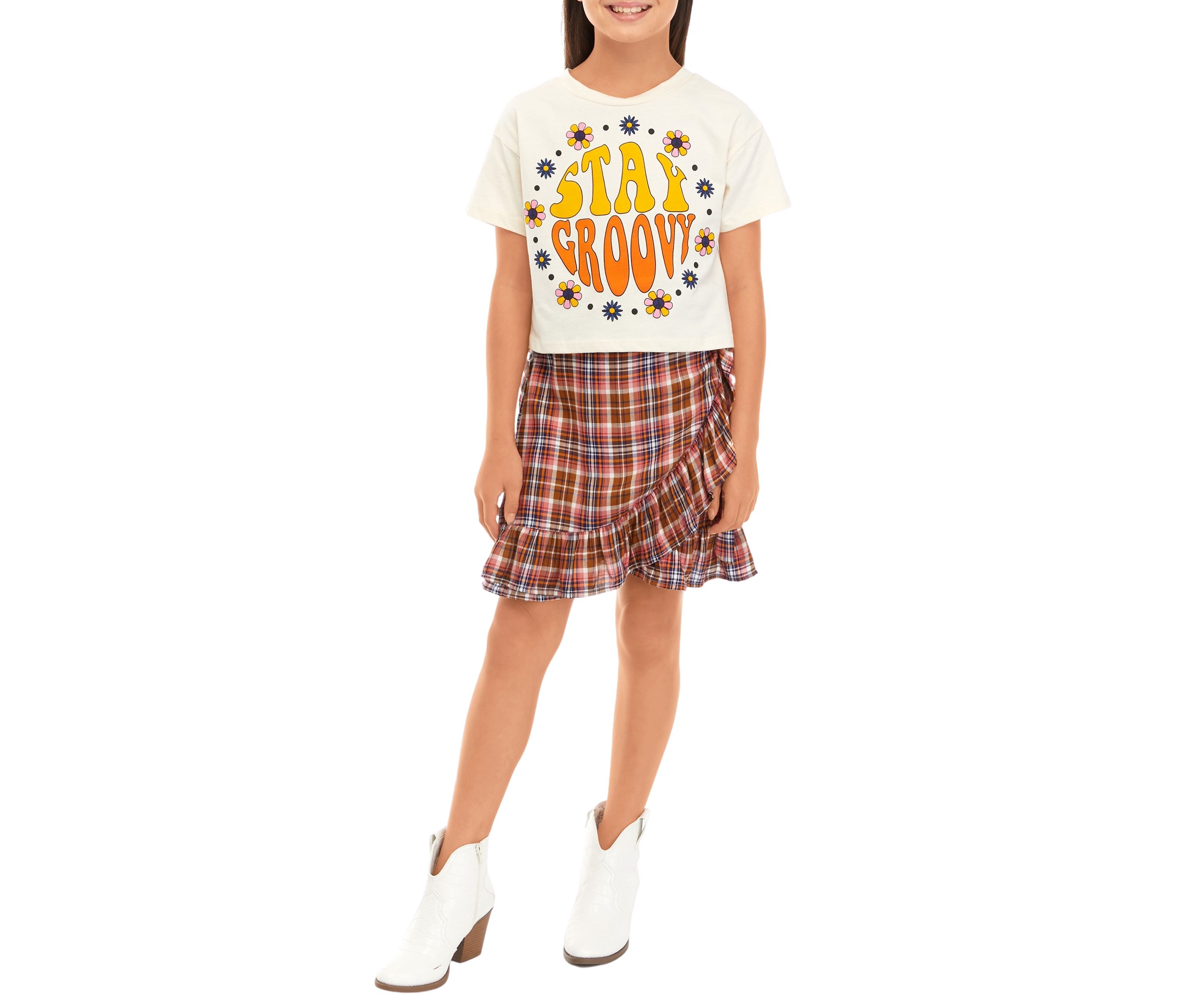 Girls 7-16 Graphic T-Shirt and Skirt Set