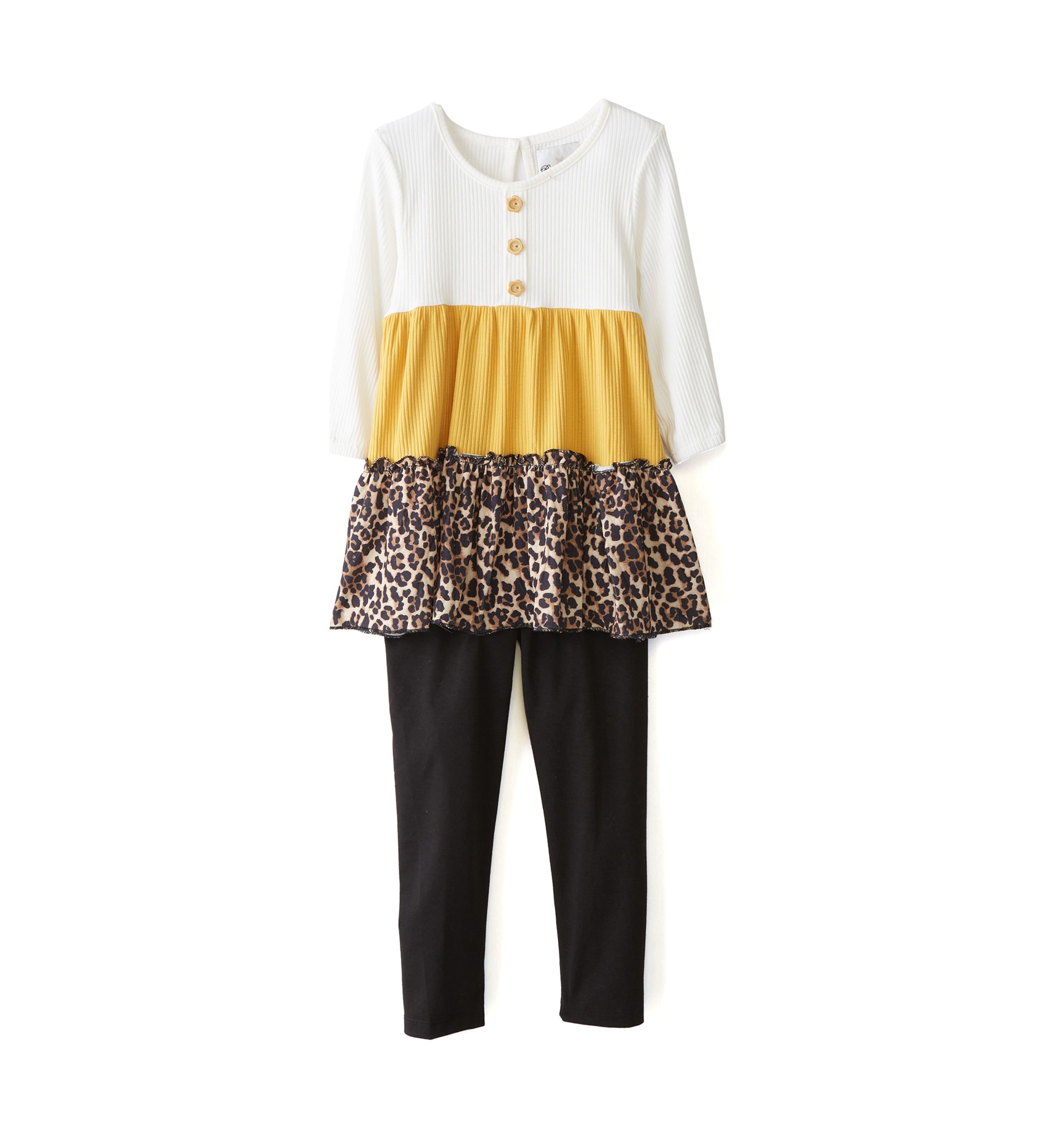 Girls 4-6x Rib Knit to Mixed Media Set