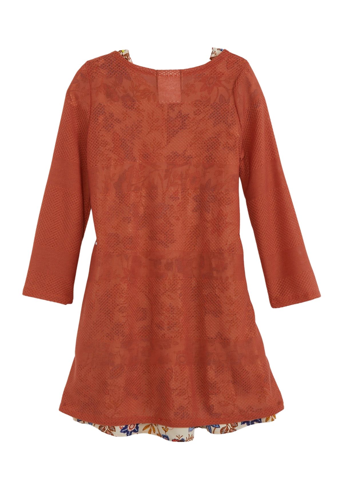 Girls 4-6x Multi Colored Floral Printed Dress with Cardigan