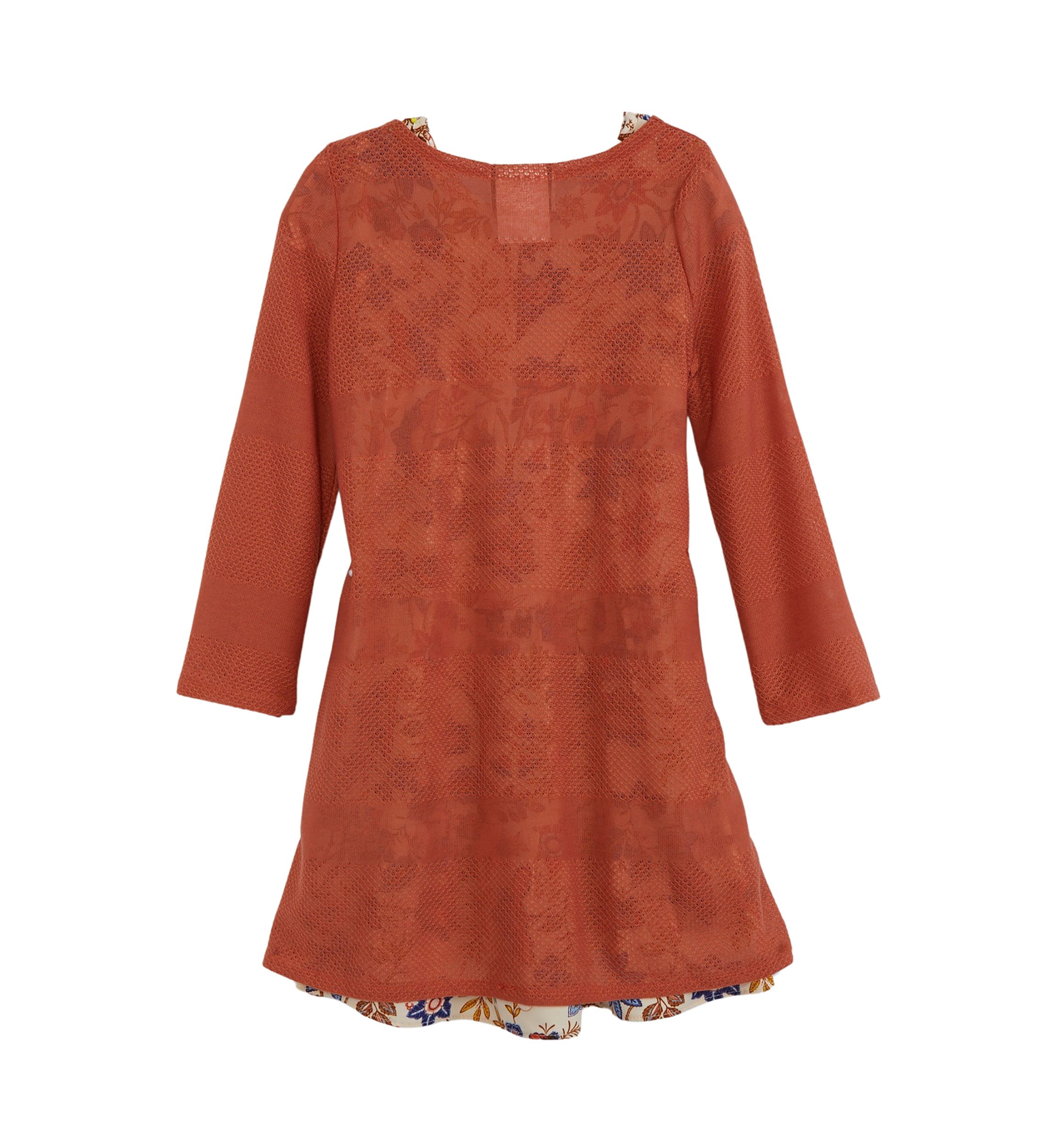 Girls 4-6x Multi Colored Floral Printed Dress with Cardigan