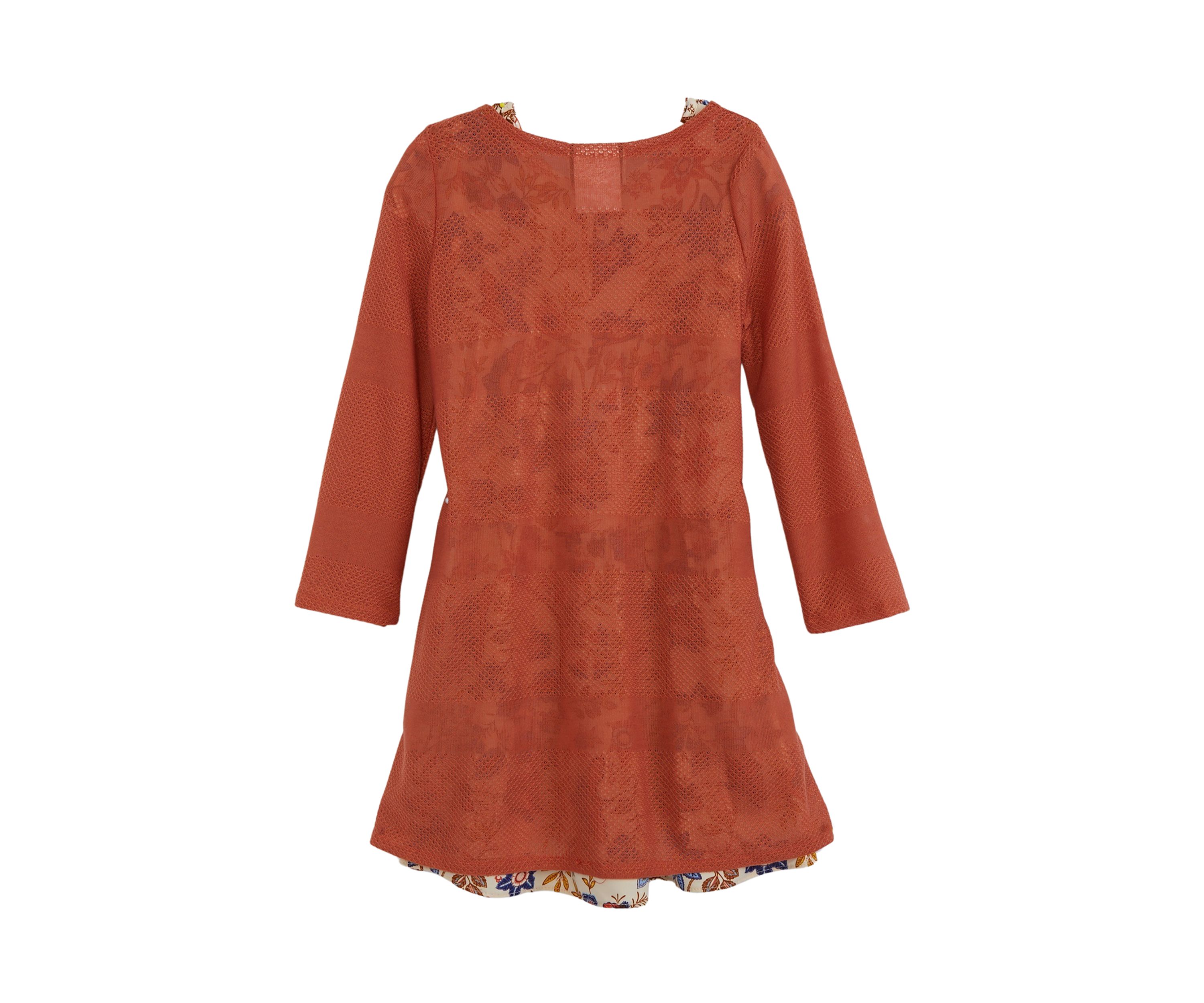 Girls 4-6x Multi Colored Floral Printed Dress with Cardigan