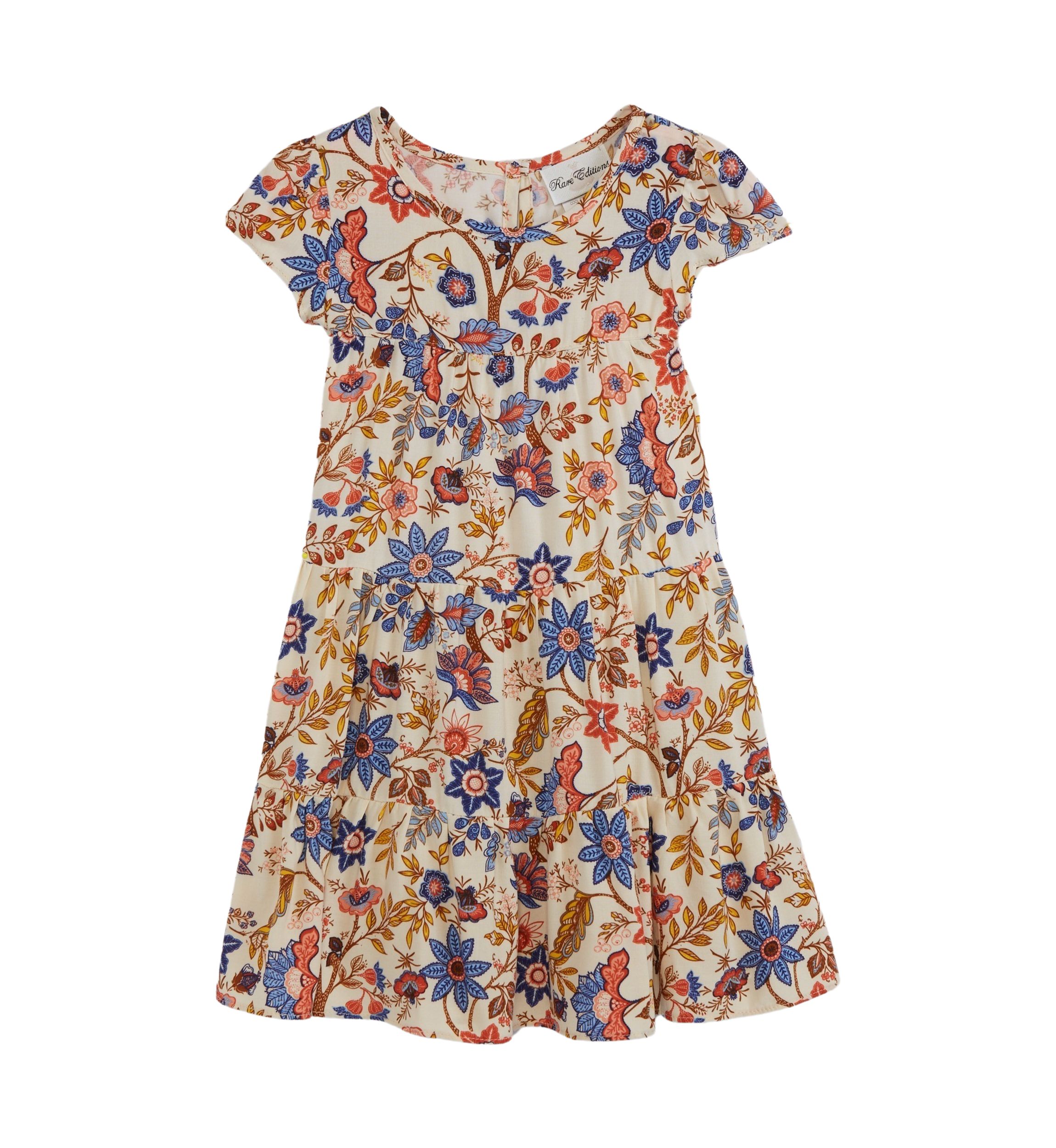 Girls 4-6x Multi Colored Floral Printed Dress with Cardigan