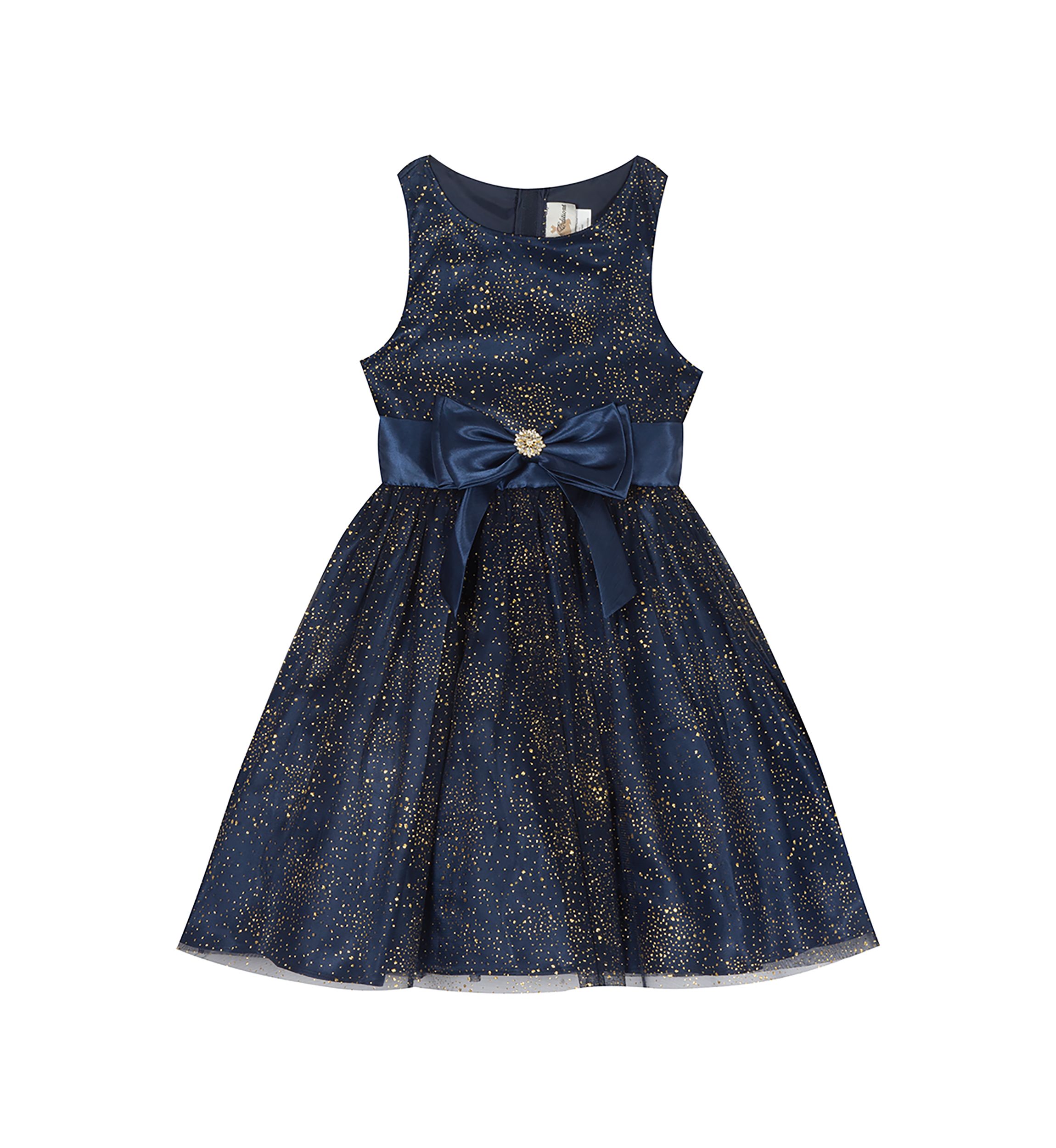 Girls 4-6x Foil Mesh Dress with Fur Jacket